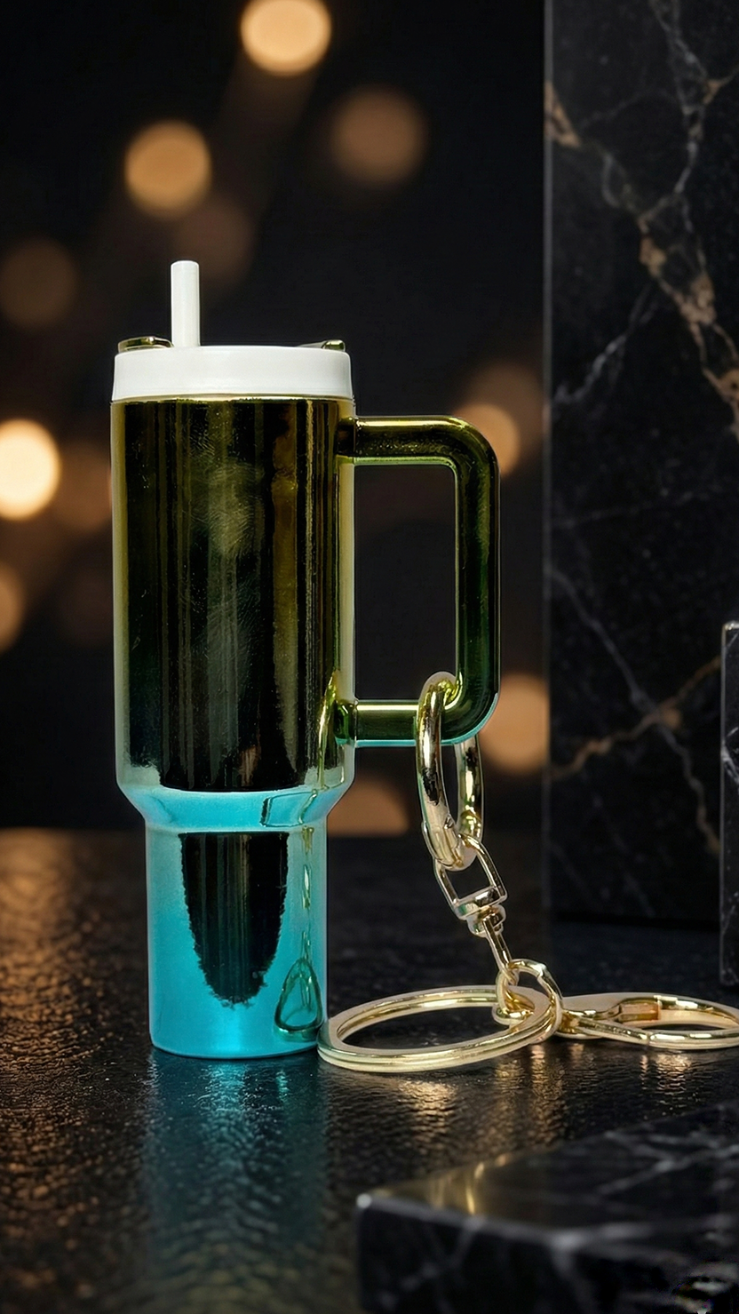 Mini Tumbler Gold & Sky Blue Keychain | Hellzone