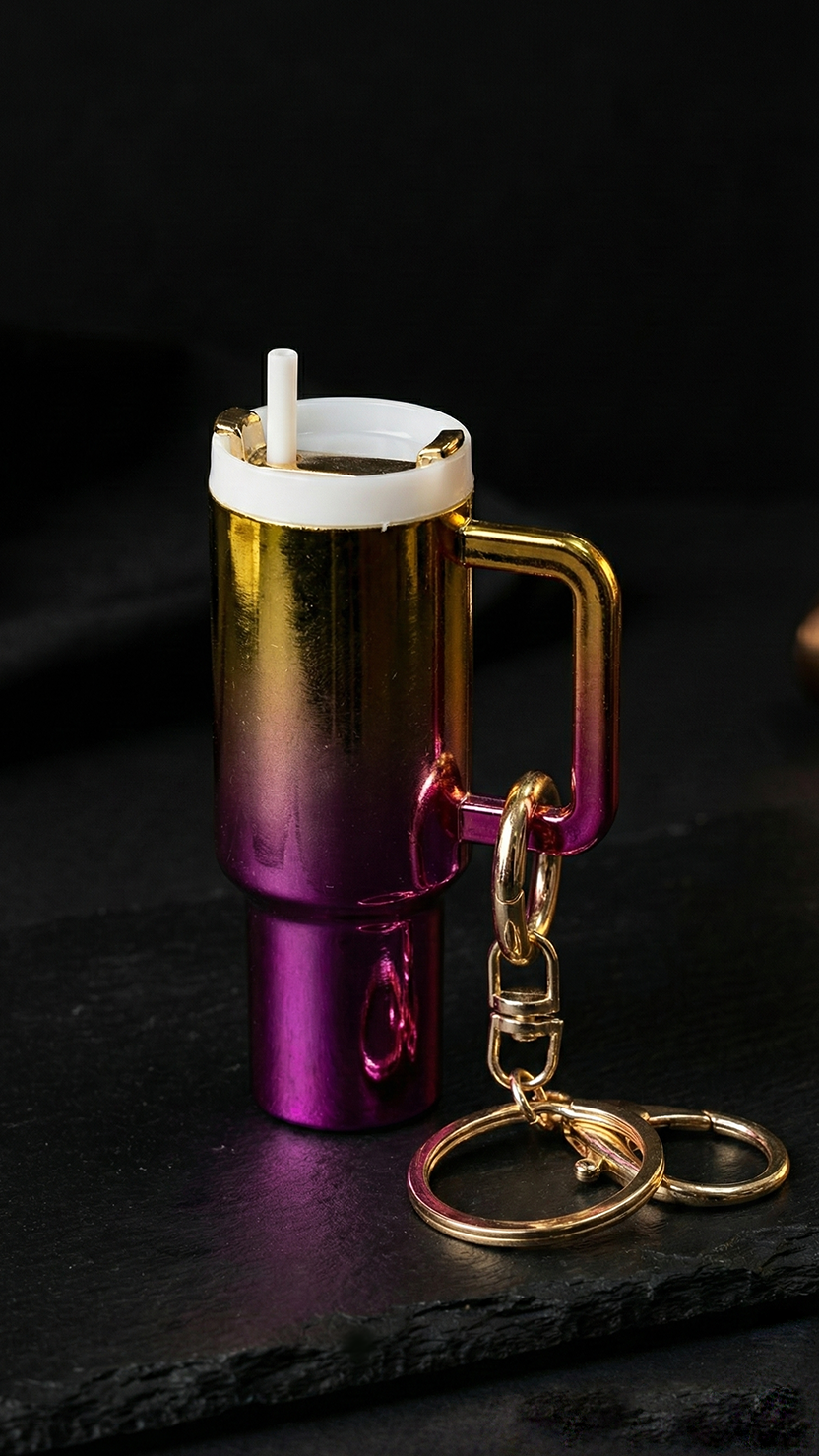 Mini Tumbler Pink & Gold Keychain | Hellzone