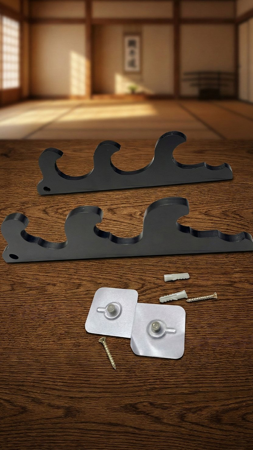 3-Tier Sword Wall Mount Display Rack Heavy Duty Katana & Lightsaber Holder | Hellzone