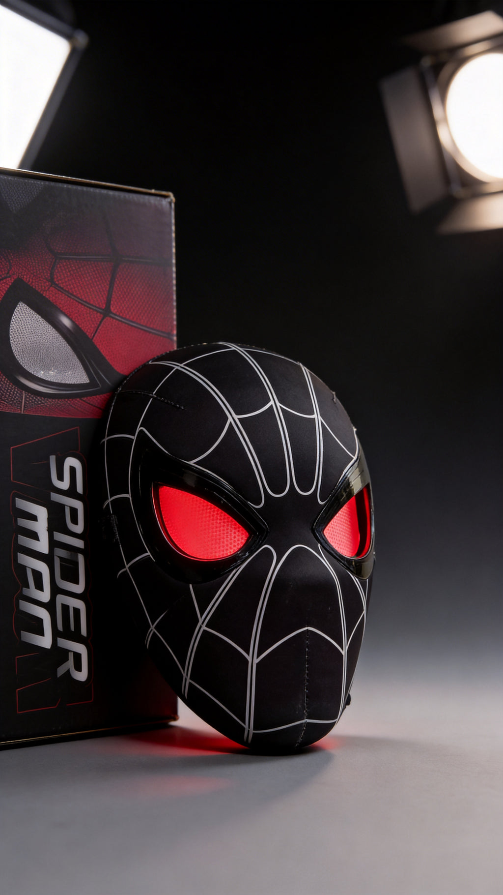 Black Spider-Man LED Mask with Glowing Red Eyes – Premium (10Cm) | Hellzone