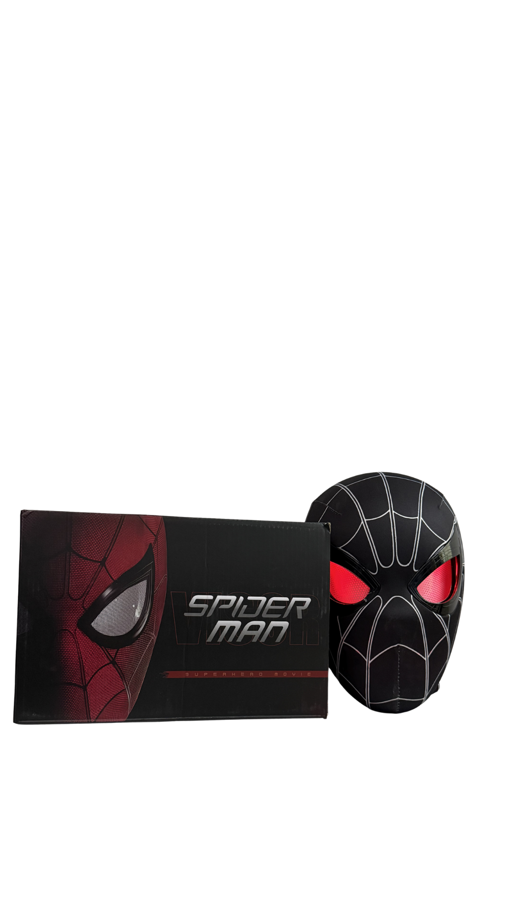 Black Spider-Man LED Mask with Glowing Red Eyes – Premium (10Cm) | Hellzone