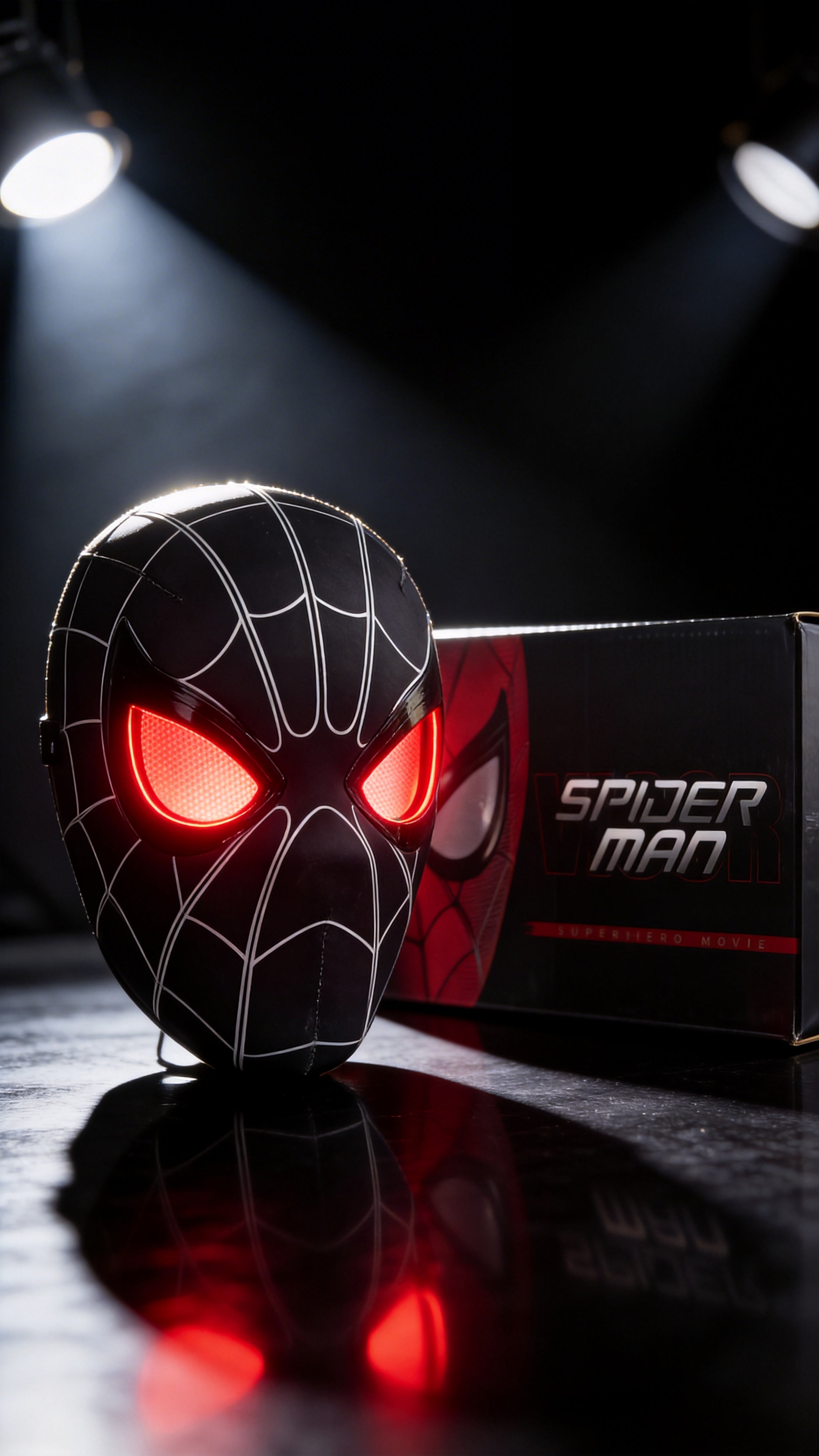 Black Spider-Man LED Mask with Glowing Red Eyes – Premium (30Cm) | Hellzone