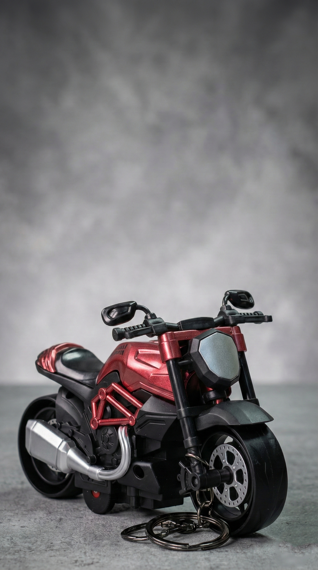 Muscle Naked Motorcycle Dark Red Finish Front View Replica Keychain | Hellzone