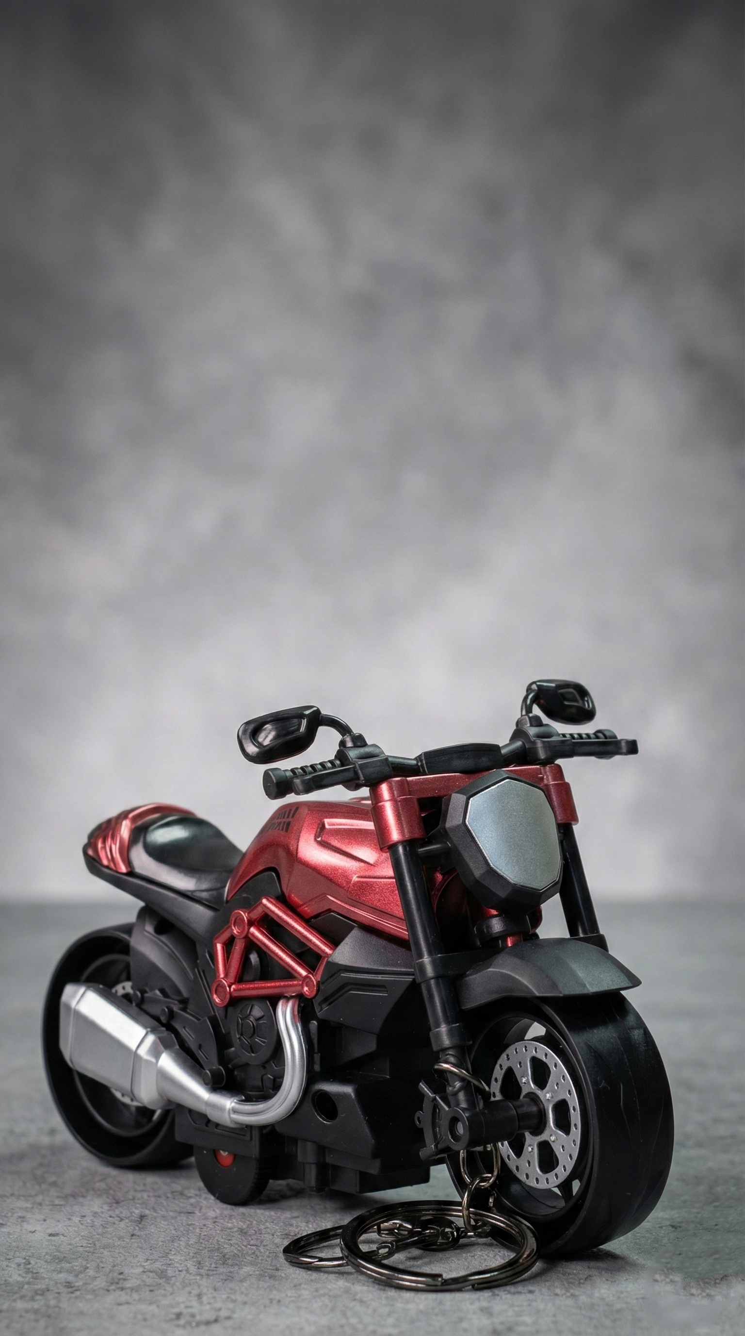 Muscle Naked Motorcycle Dark Red Finish Front View Replica Keychain | Hellzone