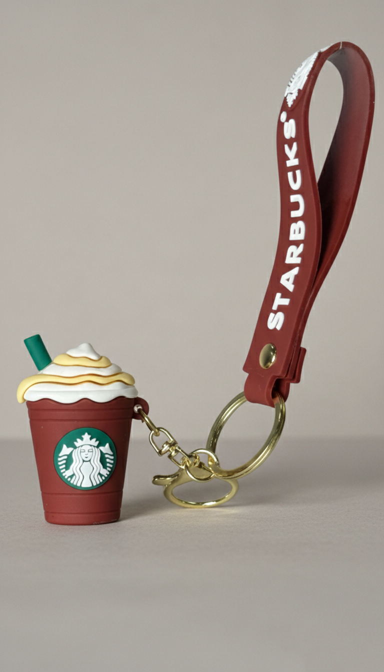 Starbucks Coffee Cup Dark Red Branded Wrist Strap Keychain | Hellzone