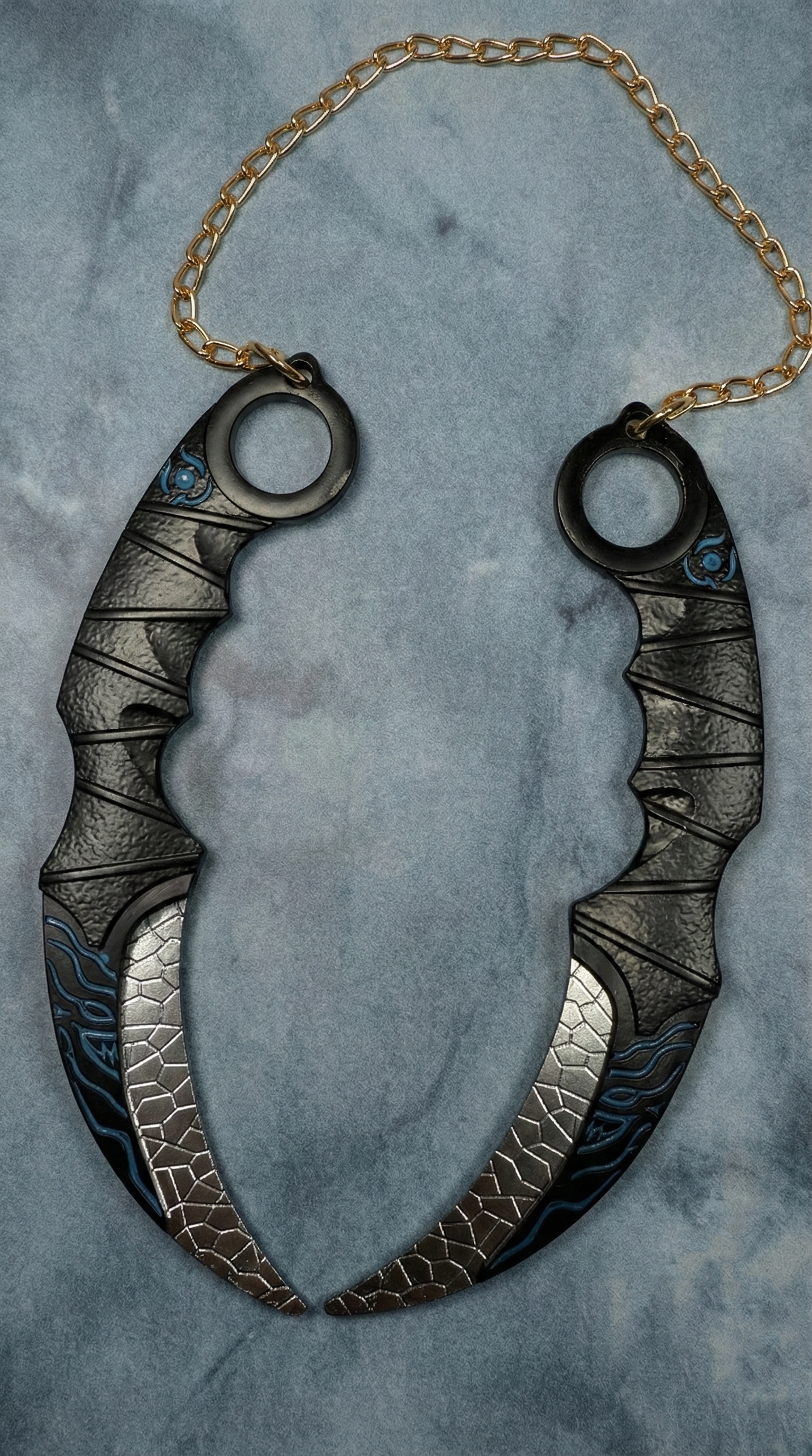 Dual Shadow Karambit Black & Blue Cyberpunk Weapon | Hellzone