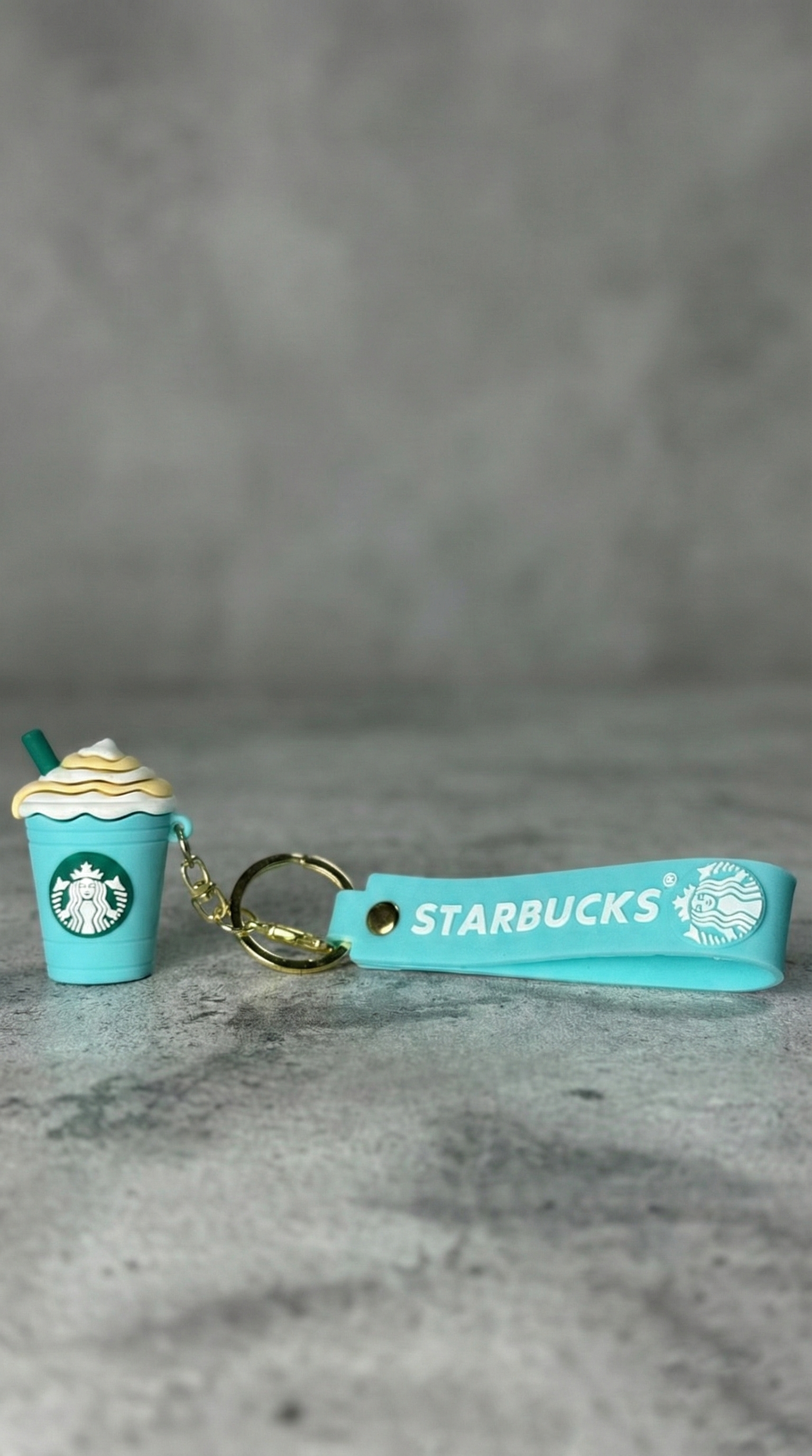 Starbucks Teal Blue Coffee Cup with Branded Strap Keychain | Hellzone