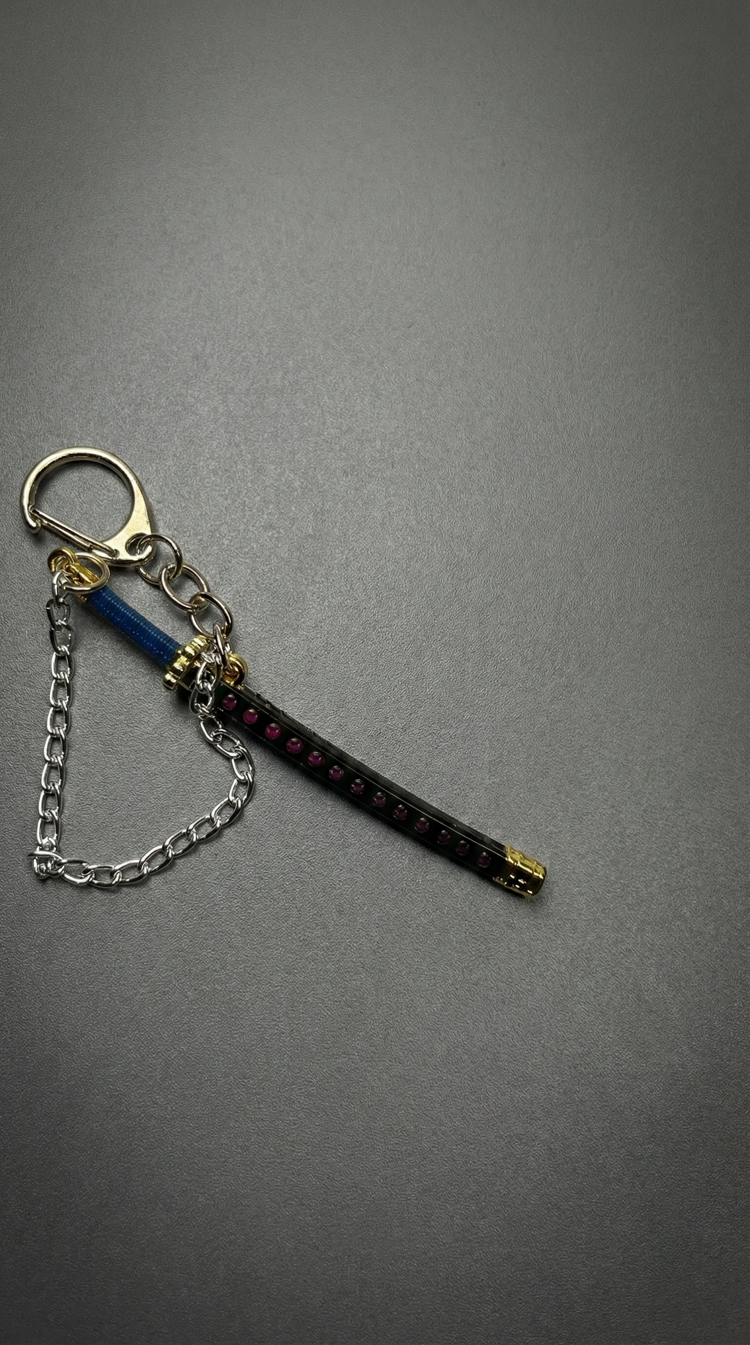 Anime Katana Sword Black Scabbard Blue Hilt with Metal Chain | Hellzone