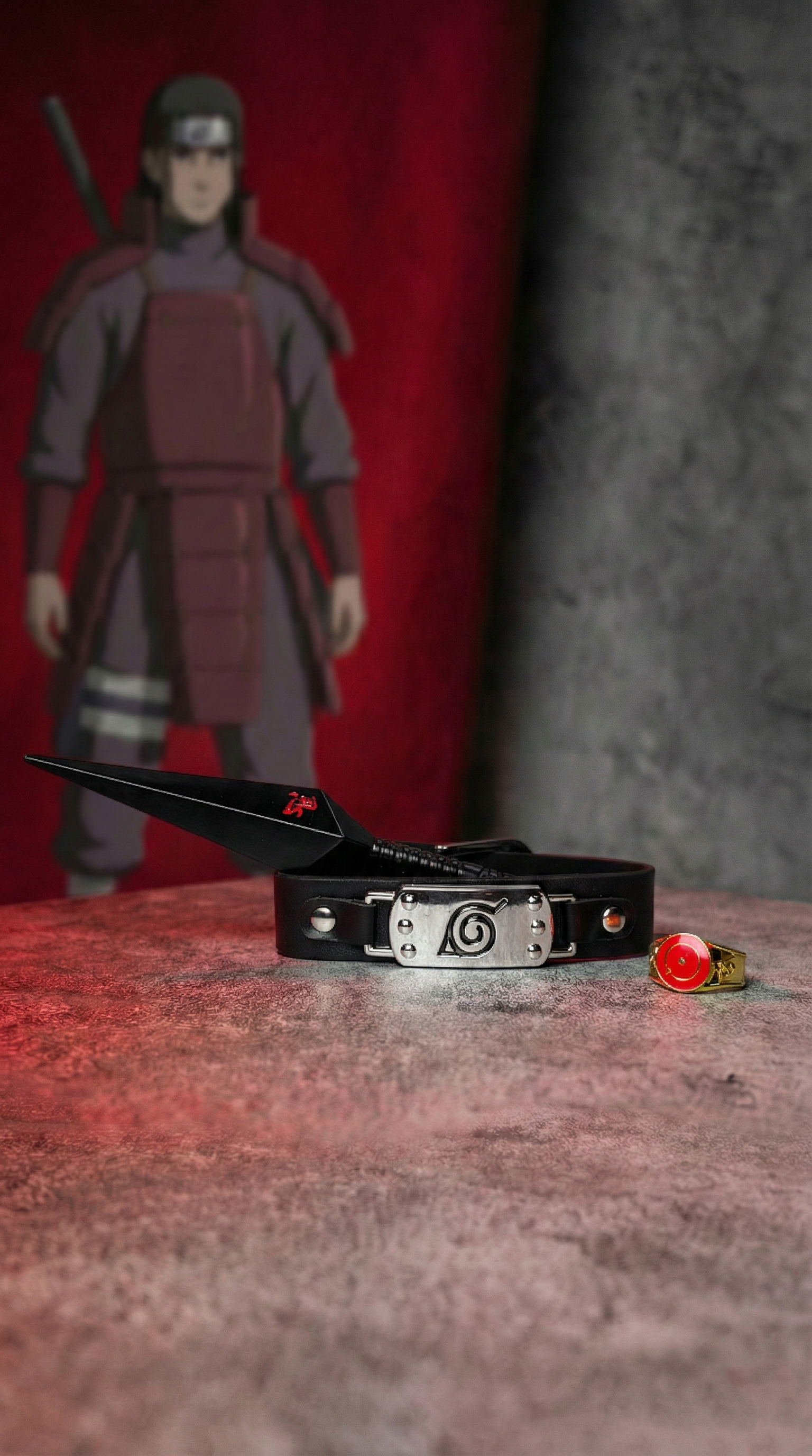 Naruto Kunai Headband & Akatsuki Ring Set - Konoha Ninja Gear | Hellzone