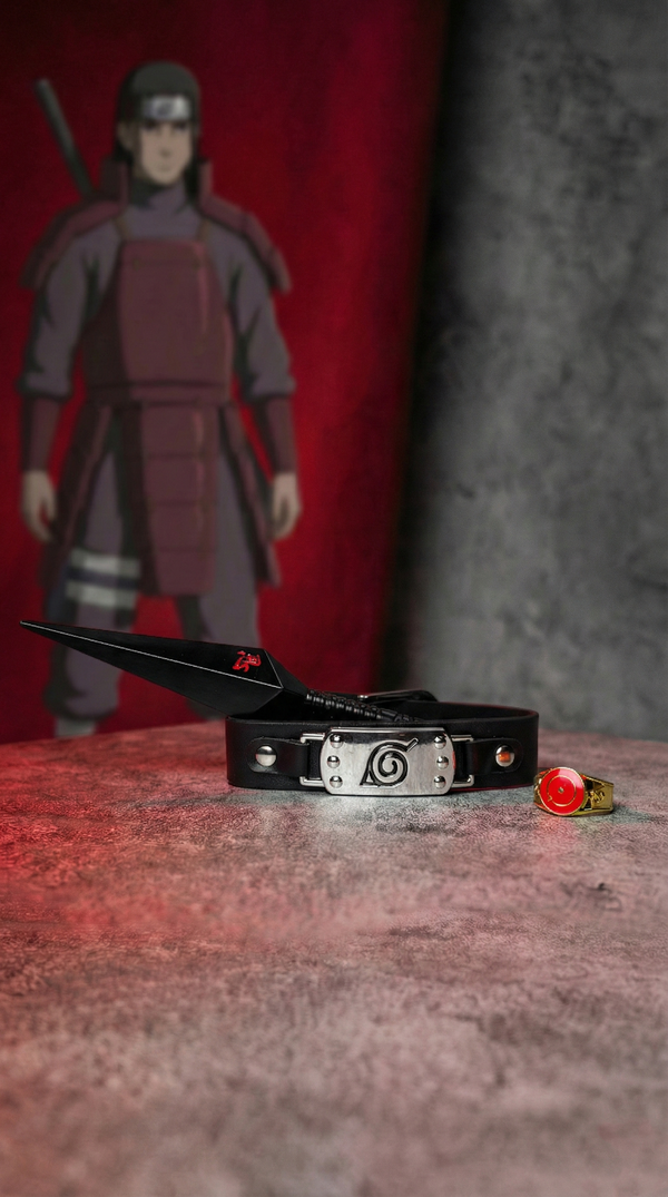 Naruto Kunai Headband & Akatsuki Ring Set - Konoha Ninja Gear | Hellzone