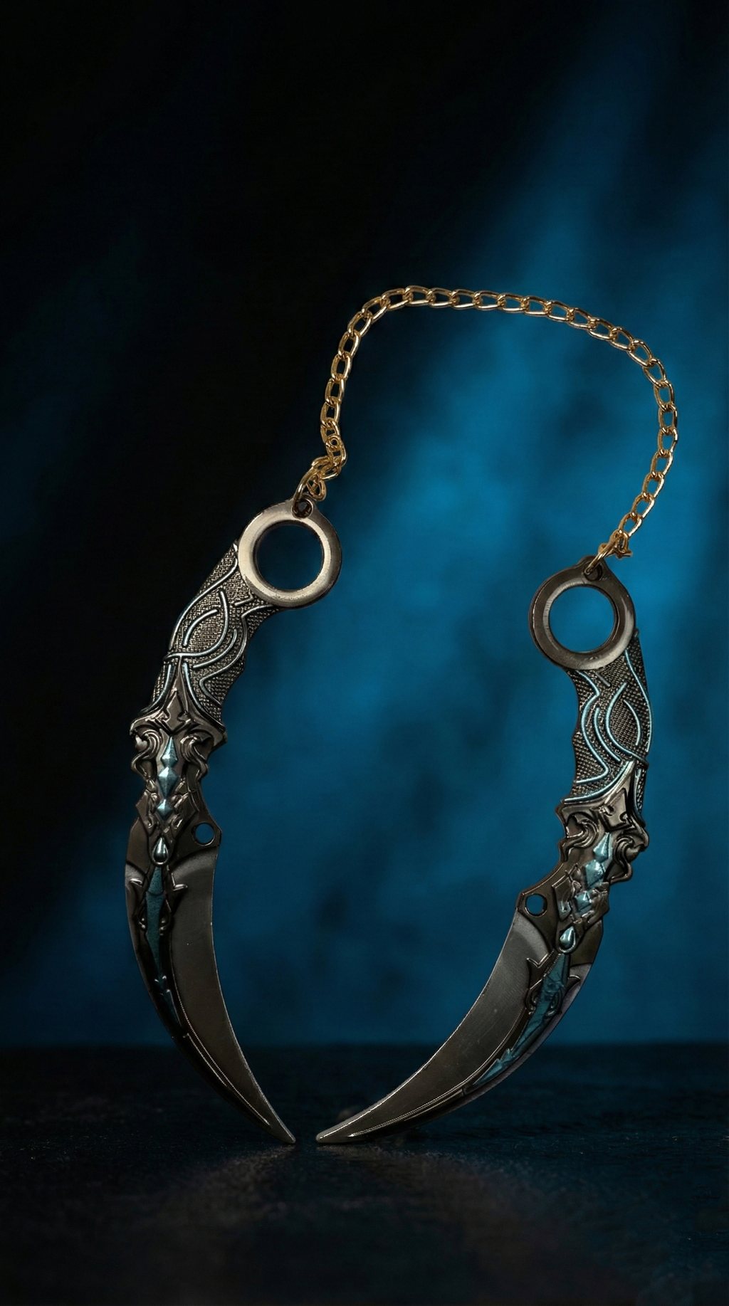 Dual Shadow Karambit Black & Blue Cybernetic Weapon | Hellzone