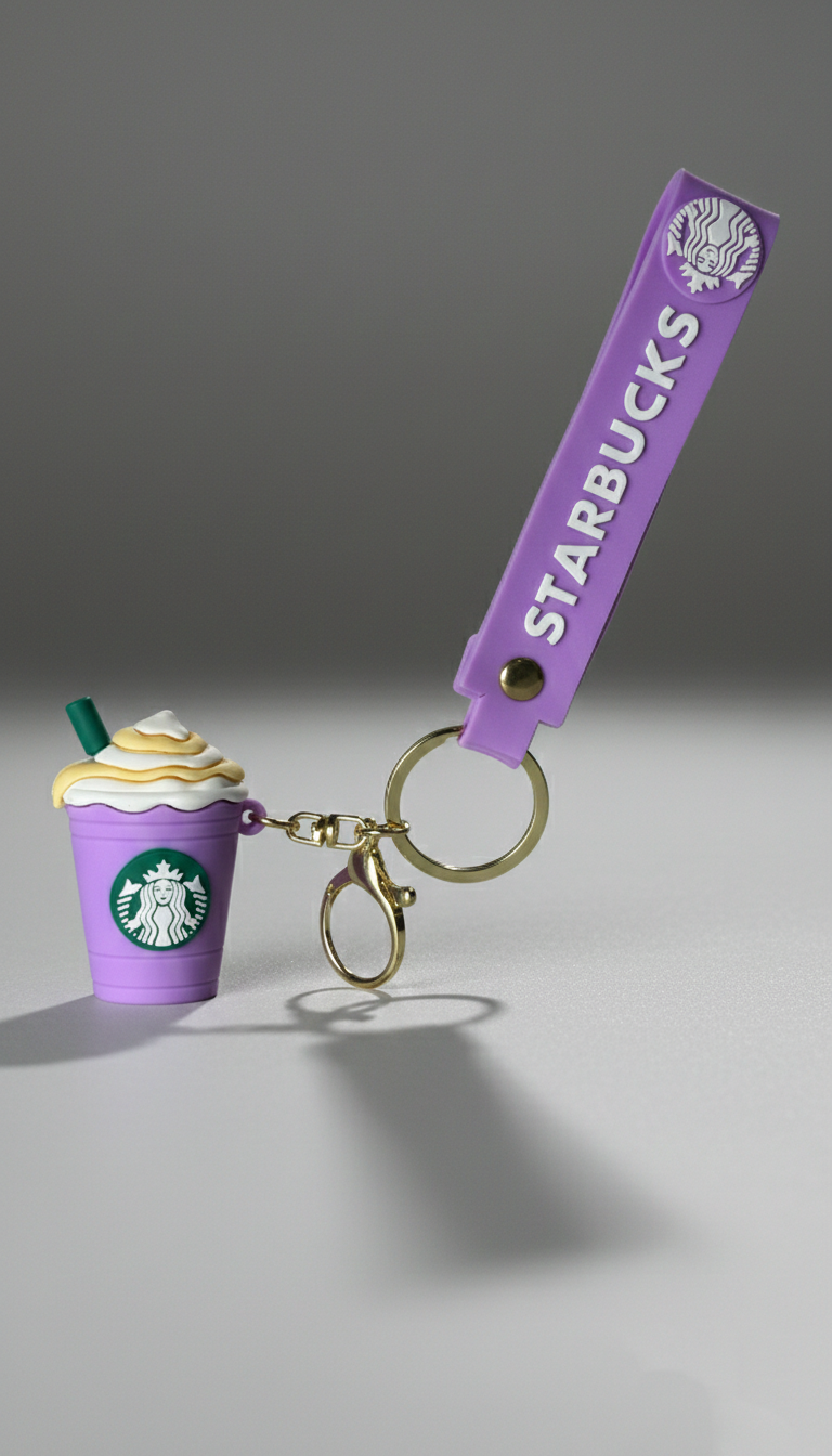 Starbucks Lavender Purple Coffee Cup with Branded Strap Keychain | Hellzone