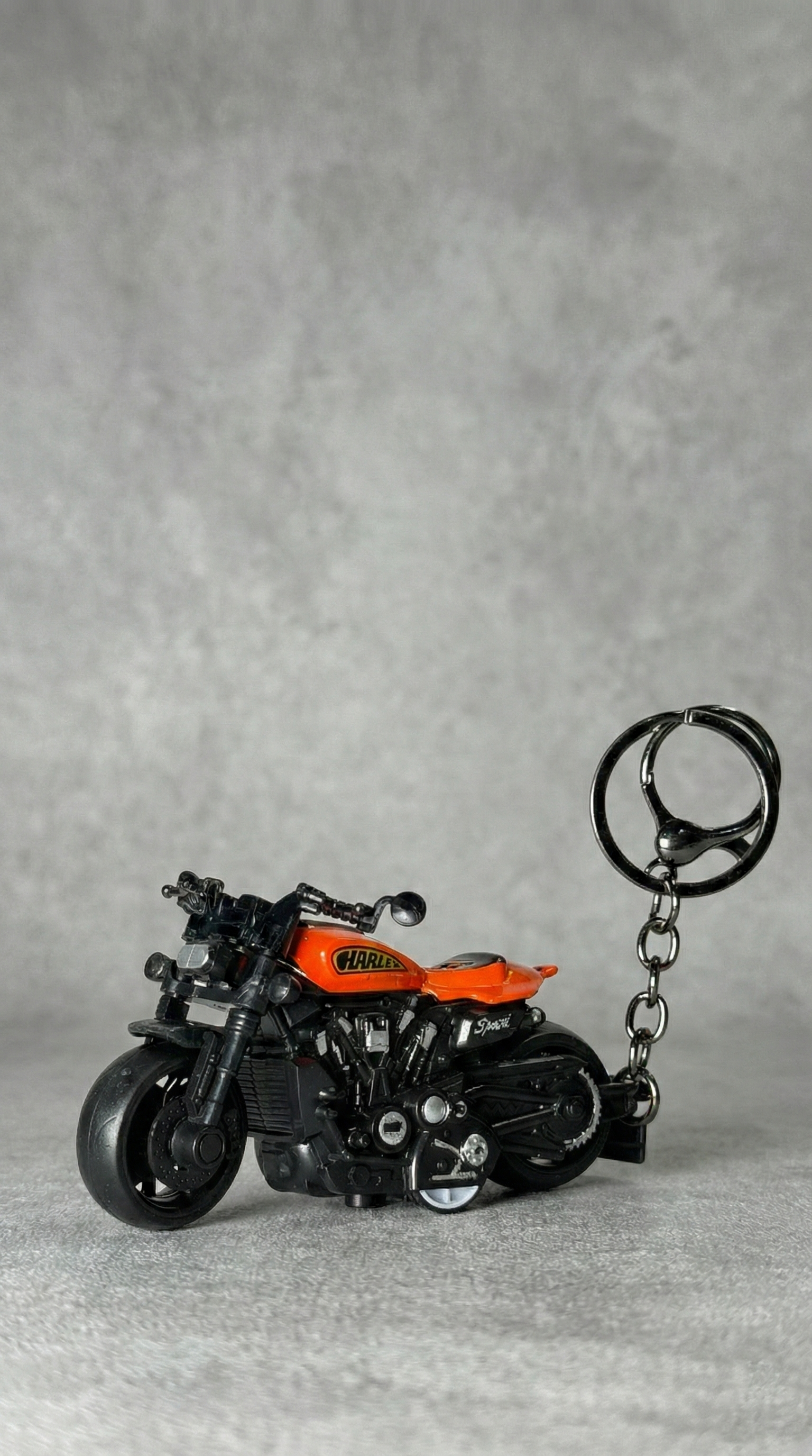 Sport Cruiser Motorcycle Orange Tank Detailed Engine Replica Keychain | Hellzone