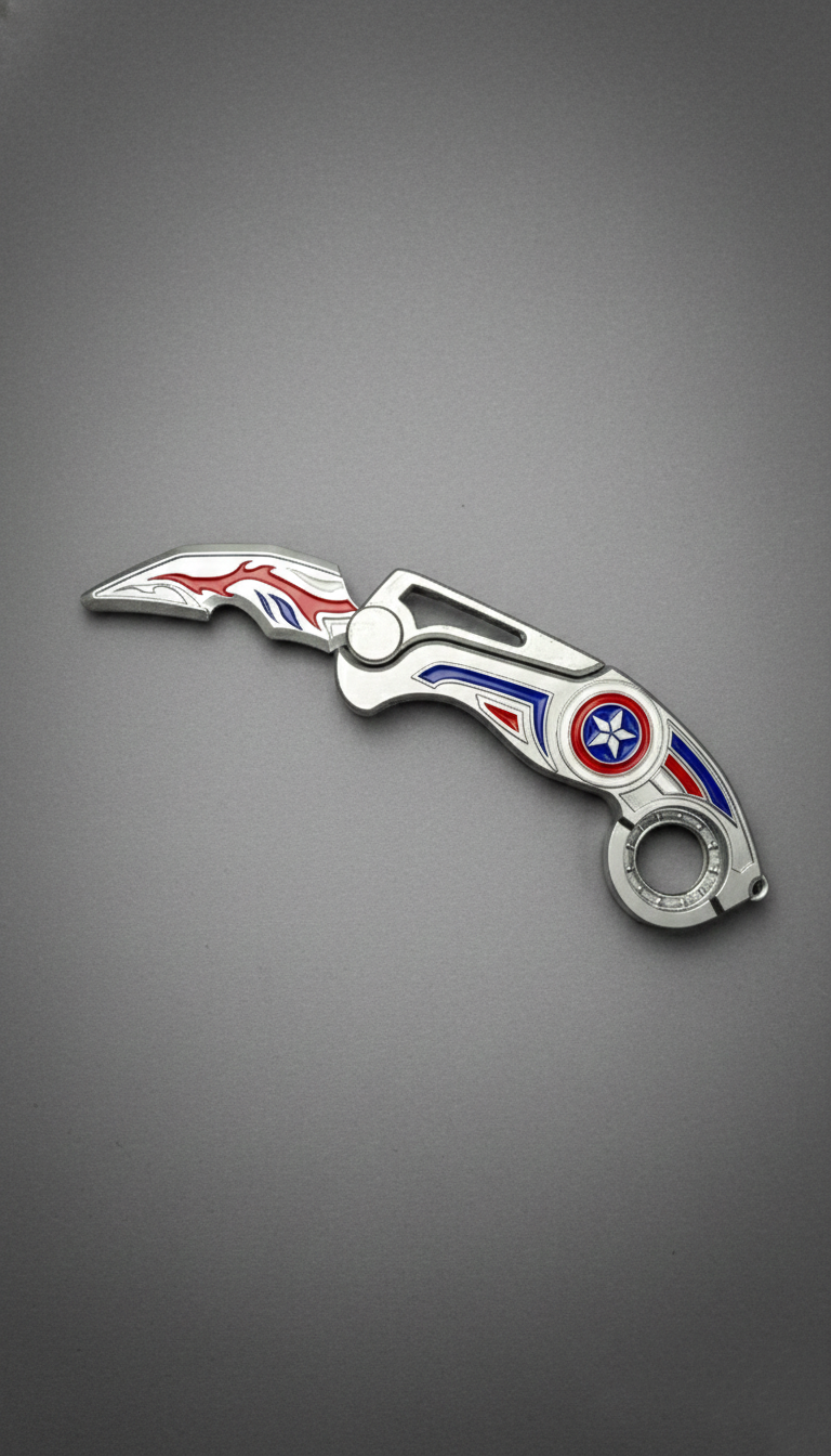 Patriotic Shield Karambit Folding Knife - Captain America Style Superhero | Hellzone