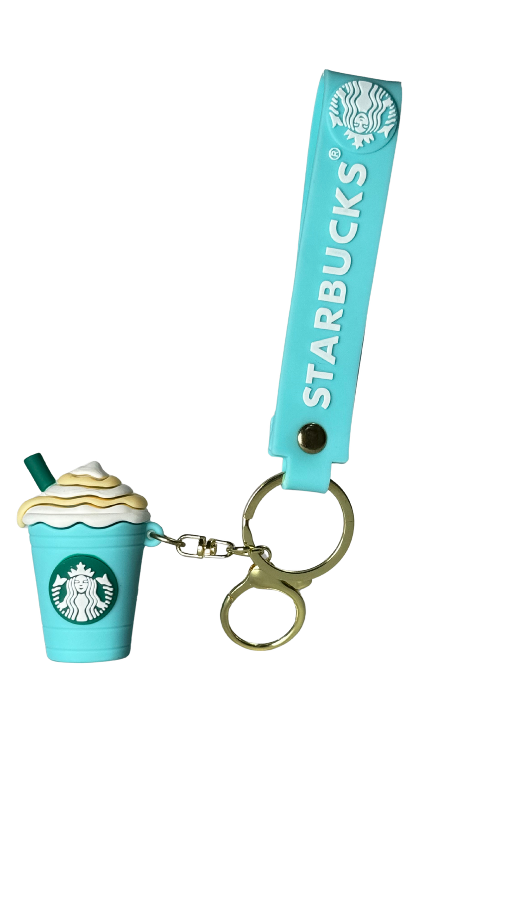 Starbucks Teal Blue Coffee Cup with Branded Strap Keychain | Hellzone