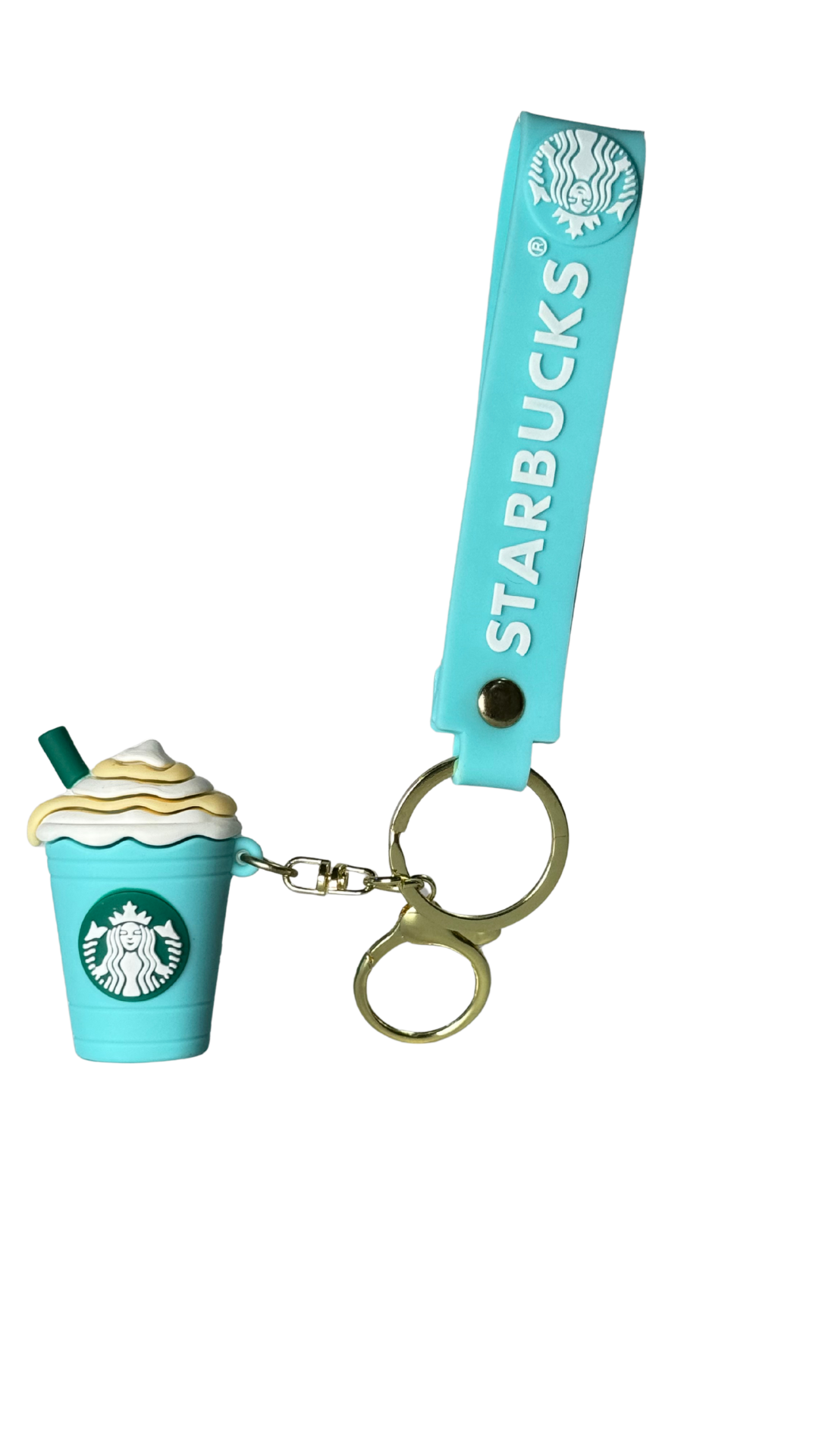 Starbucks Teal Blue Coffee Cup with Branded Strap Keychain | Hellzone