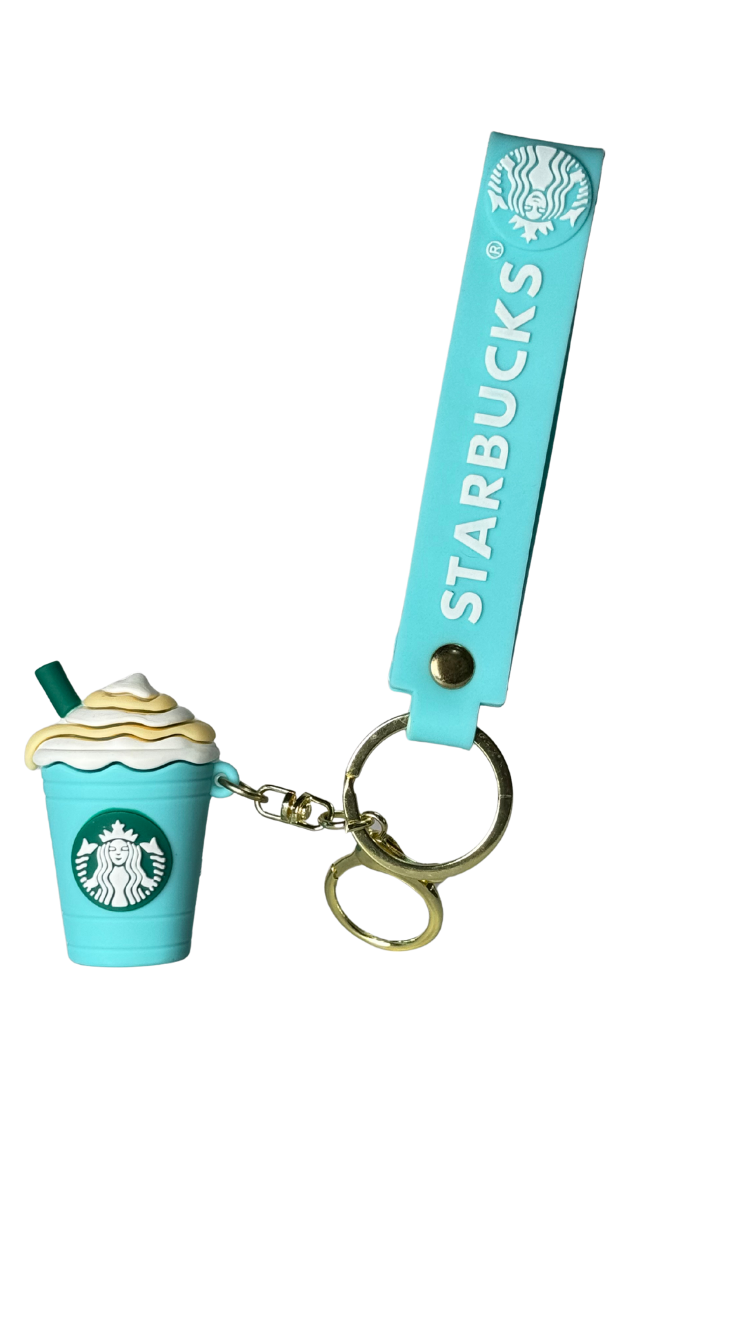 Starbucks Teal Blue Coffee Cup with Branded Strap Keychain | Hellzone