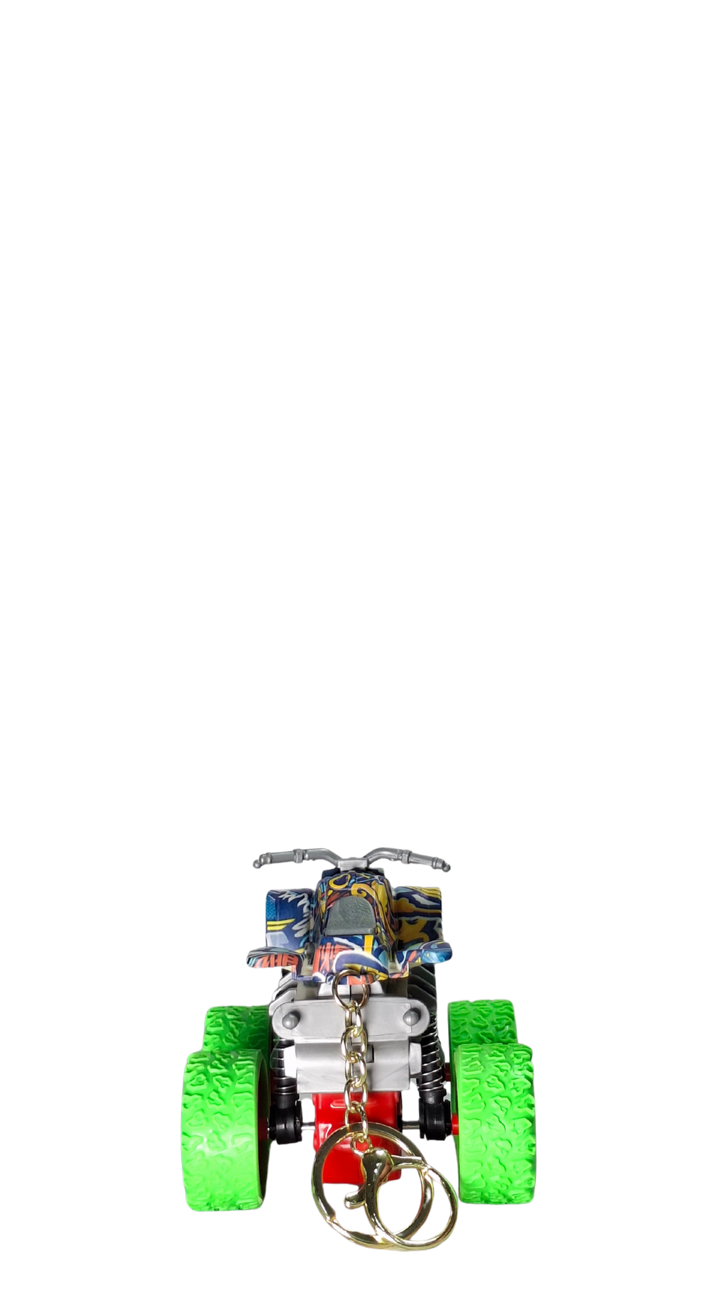 ATV Quad Monster Truck with Neon Green Wheels & Camo Body Keychain | Hellzone