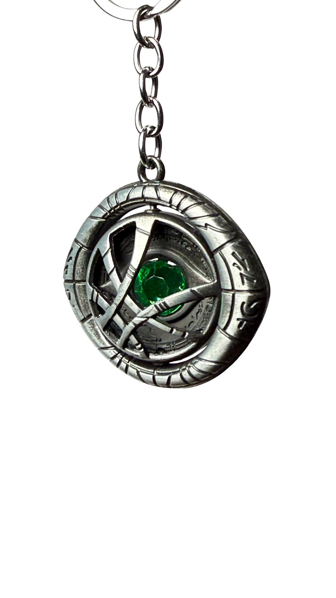 Doctor Strange Eye of Agamotto Silver Finish with Time Stone Keychain | Hellzone