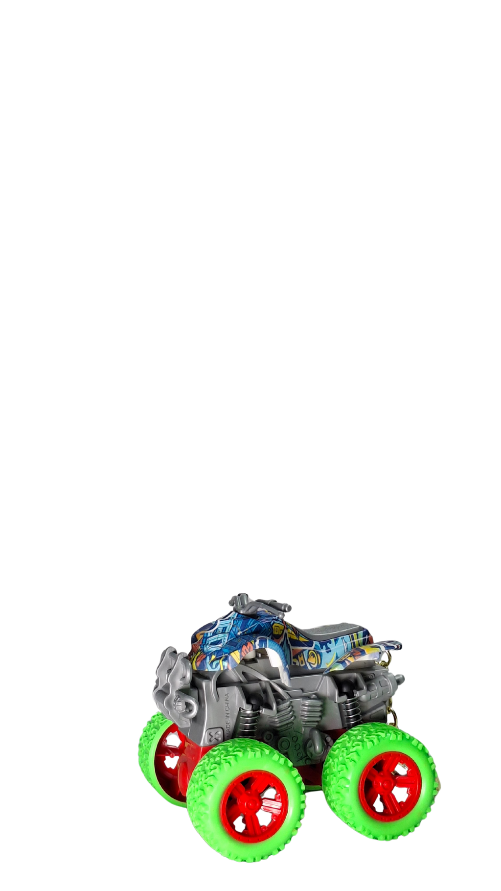 ATV Quad Monster Truck with Neon Green Wheels & Camo Body Keychain | Hellzone