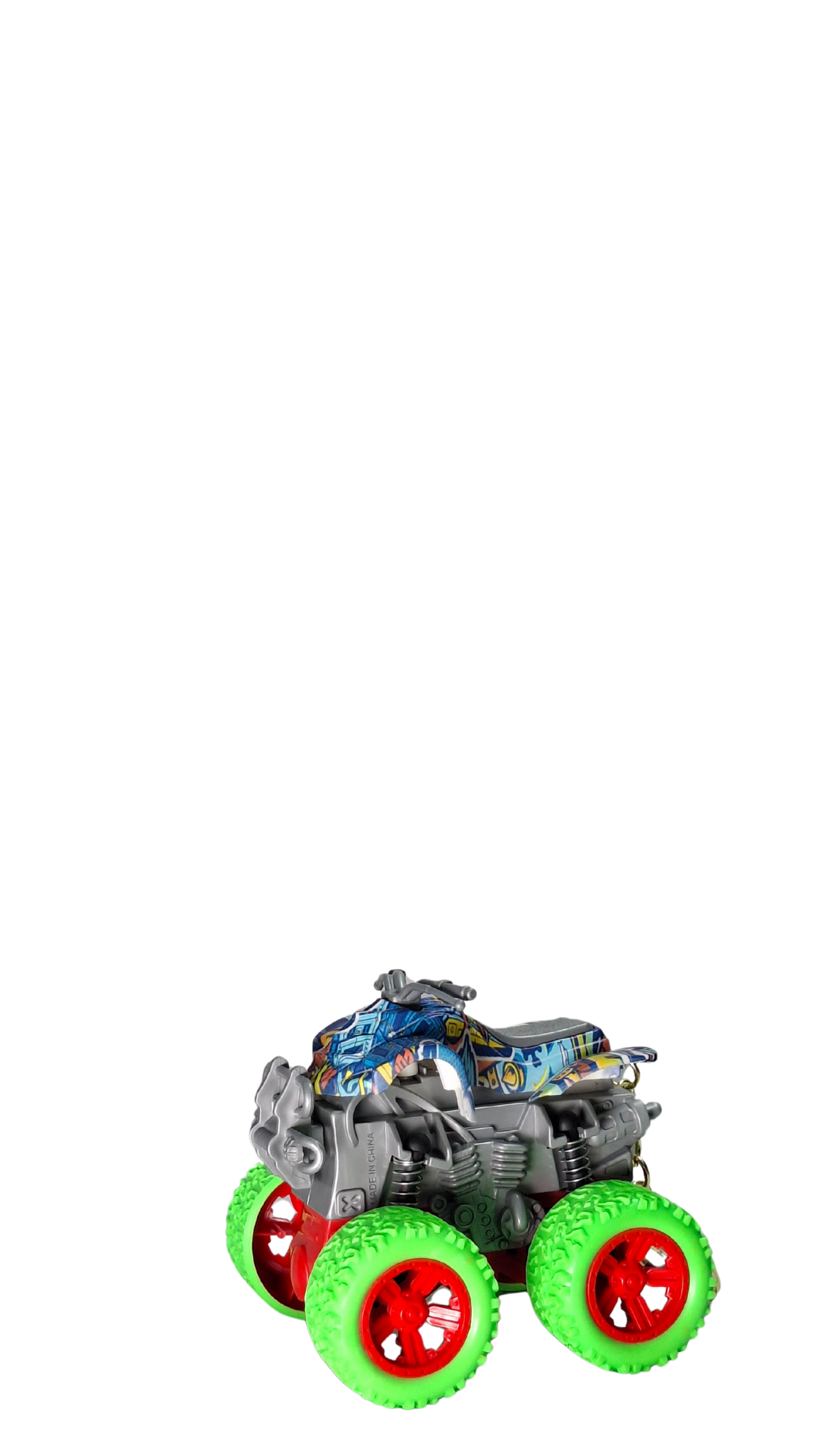 ATV Quad Monster Truck with Neon Green Wheels & Camo Body Keychain | Hellzone