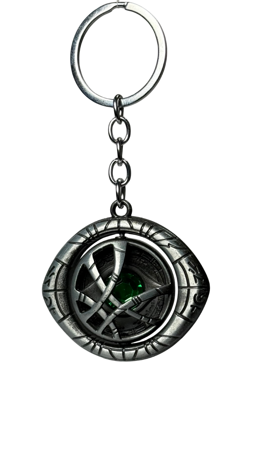 Doctor Strange Eye of Agamotto Silver Finish with Time Stone Keychain | Hellzone