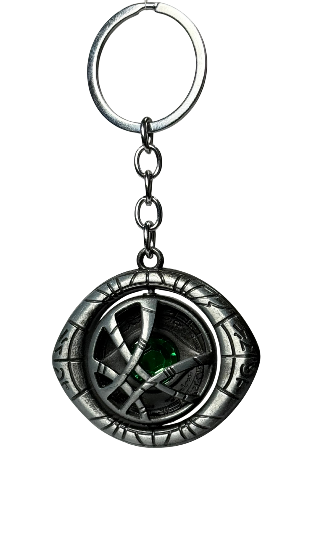 Doctor Strange Eye of Agamotto Silver Finish with Time Stone Keychain | Hellzone
