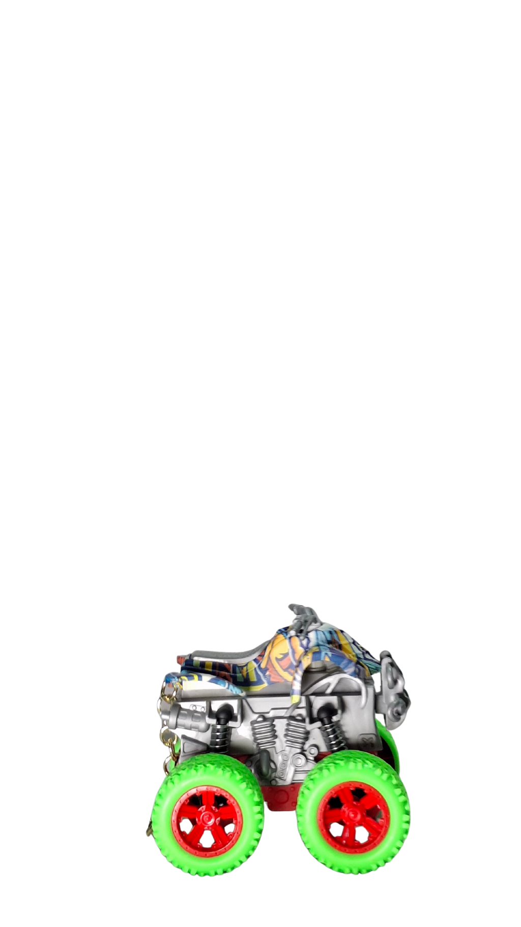 ATV Quad Monster Truck with Neon Green Wheels & Camo Body Keychain | Hellzone