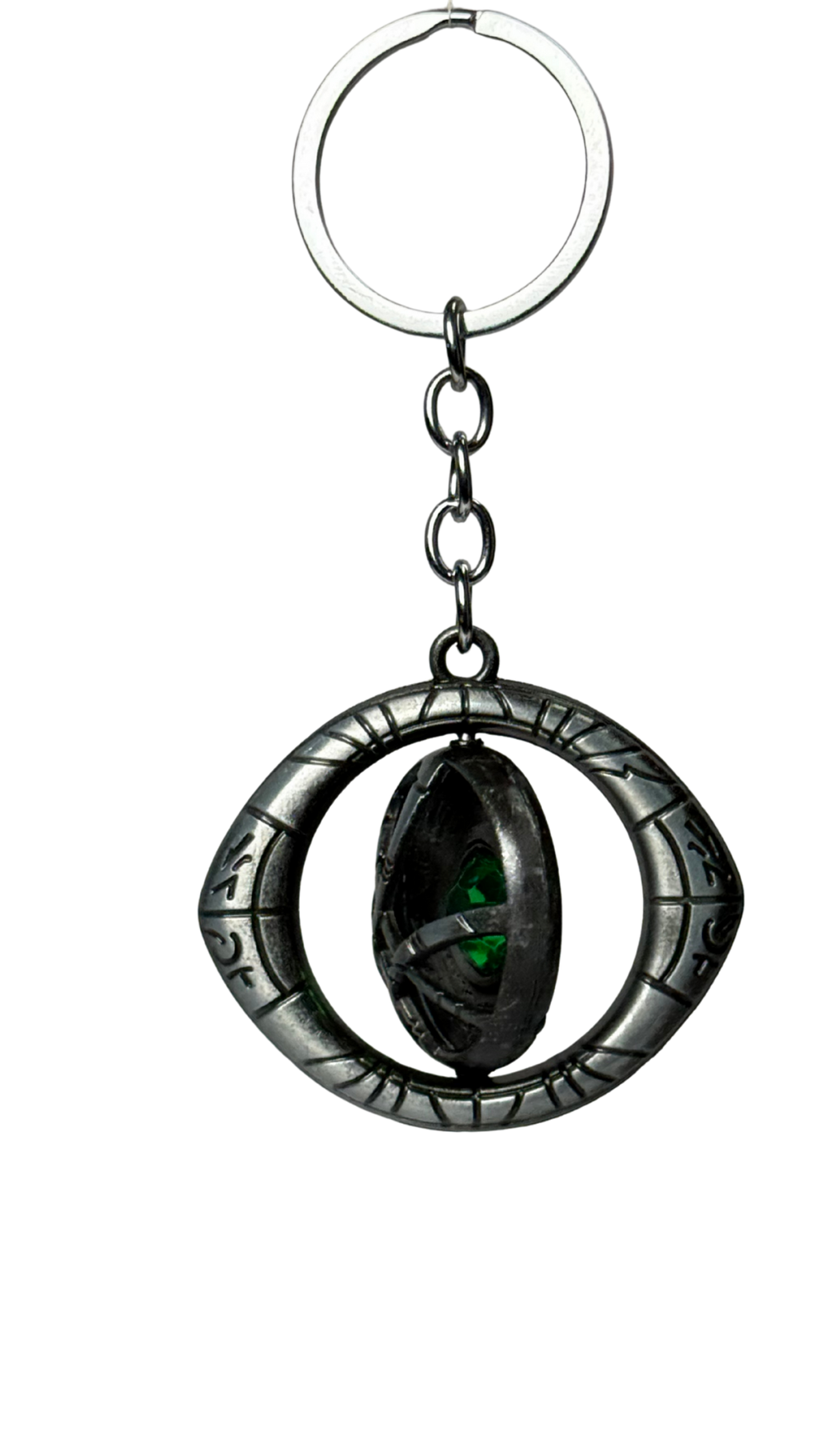Doctor Strange Eye of Agamotto Silver Finish with Time Stone Keychain | Hellzone