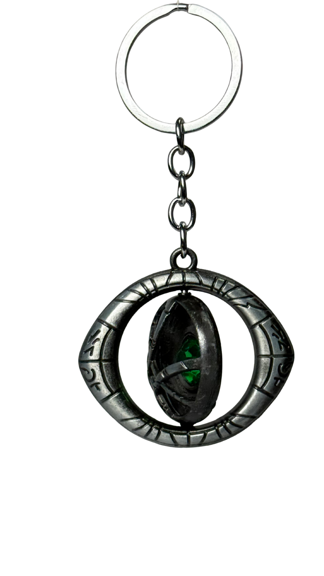 Doctor Strange Eye of Agamotto Silver Finish with Time Stone Keychain | Hellzone