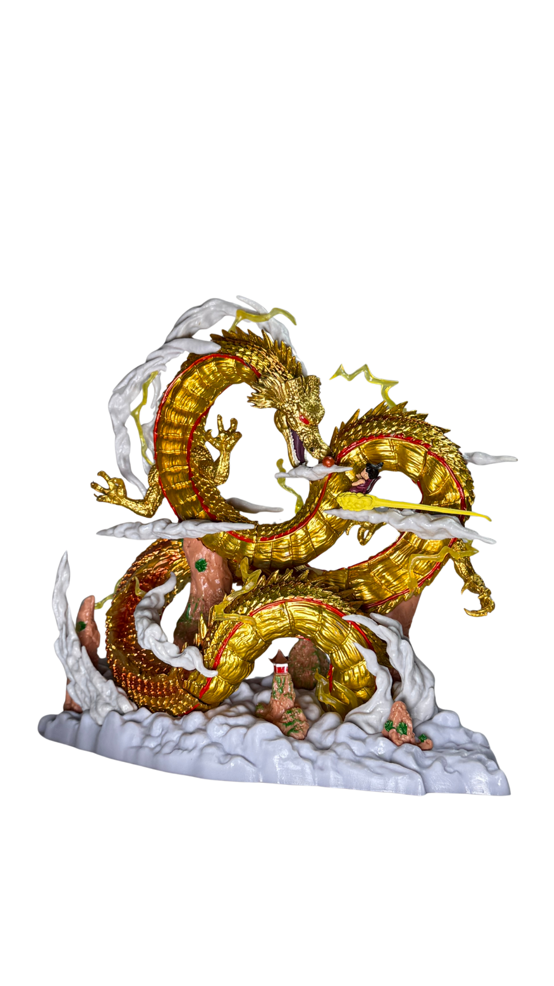Golden Imperial Dragon Statue with Cloud Action Figure (22Cm) Hellzone