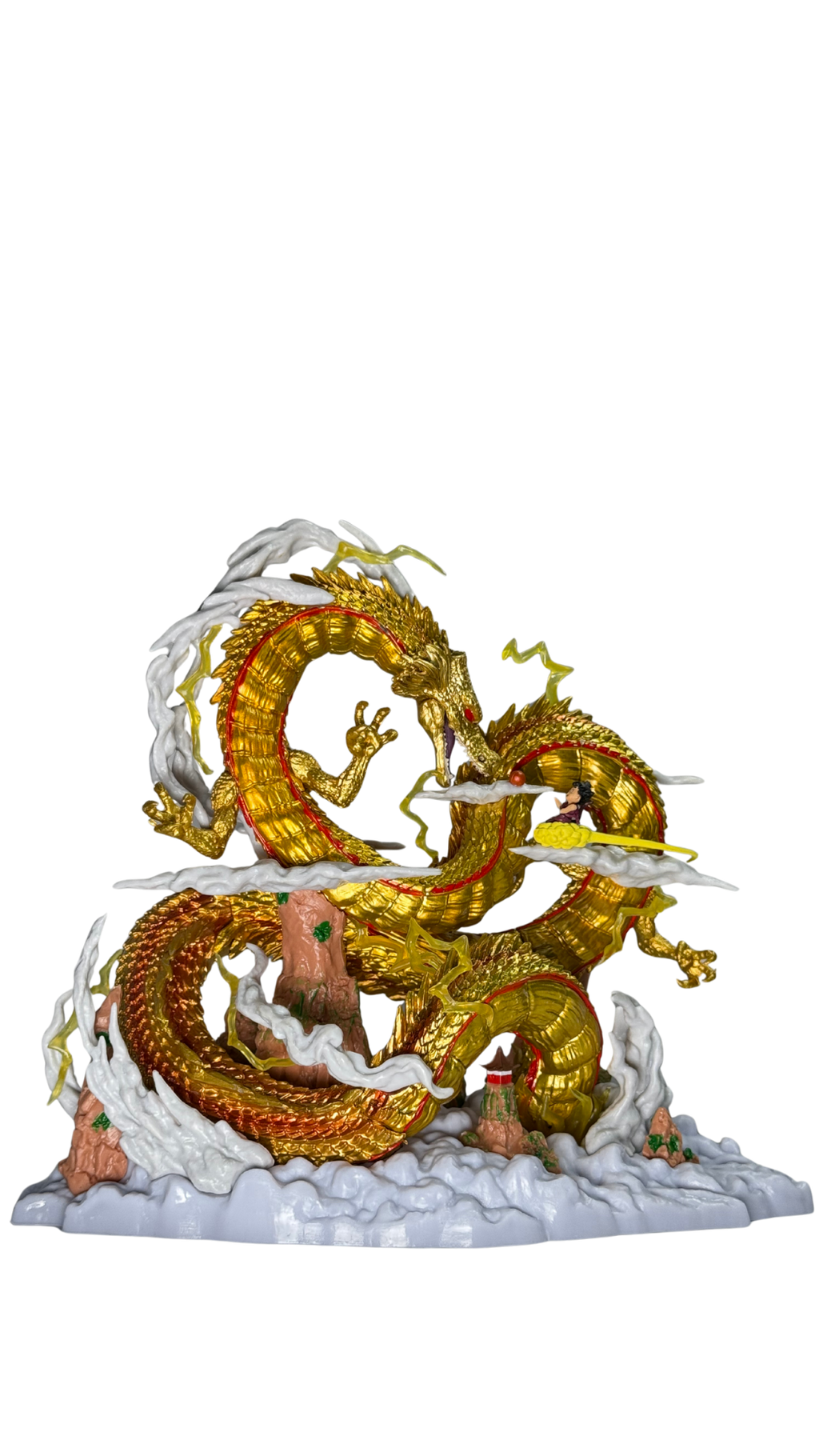 Golden Imperial Dragon Statue with Cloud Action Figure (22Cm) Hellzone