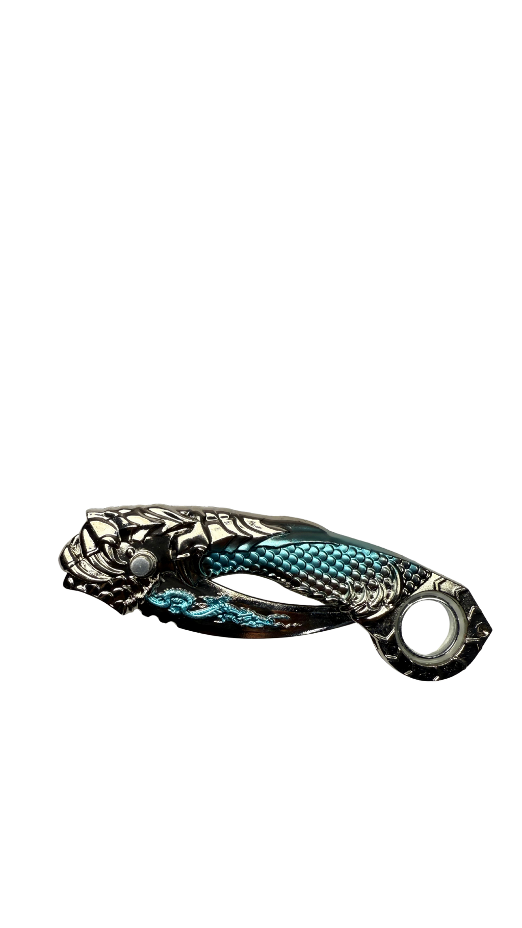 Dragon Karambit Knife - Ornate Silver & Blue Fantasy Blade | Hellzone