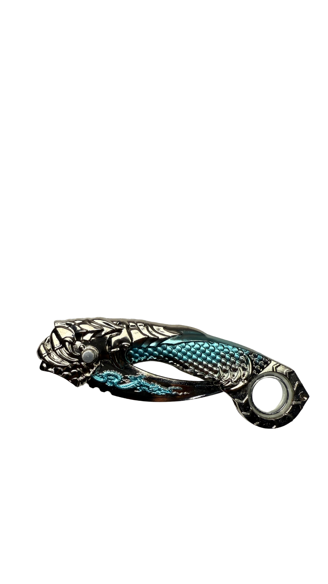 Dragon Karambit Knife - Ornate Silver & Blue Fantasy Blade | Hellzone