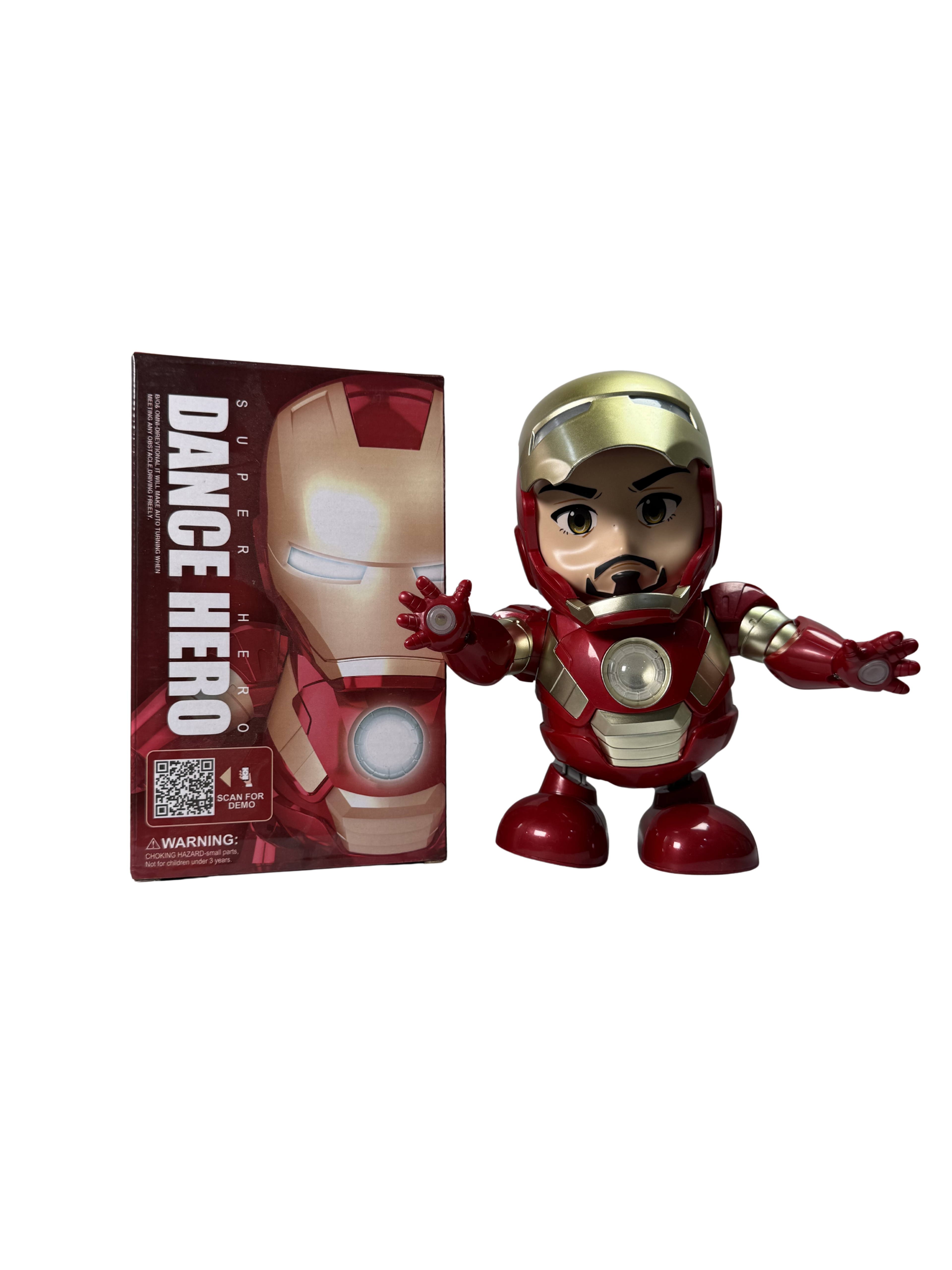 Dance Hero Iron Man | Interactive Chibi Dancing Iron Man Toy Figure with Glowing Repulsors & Arc Reactor