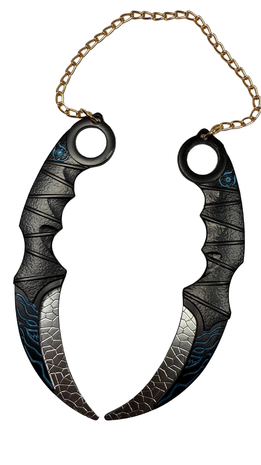Dual Shadow Karambit Black & Blue Cyberpunk Weapon | Hellzone
