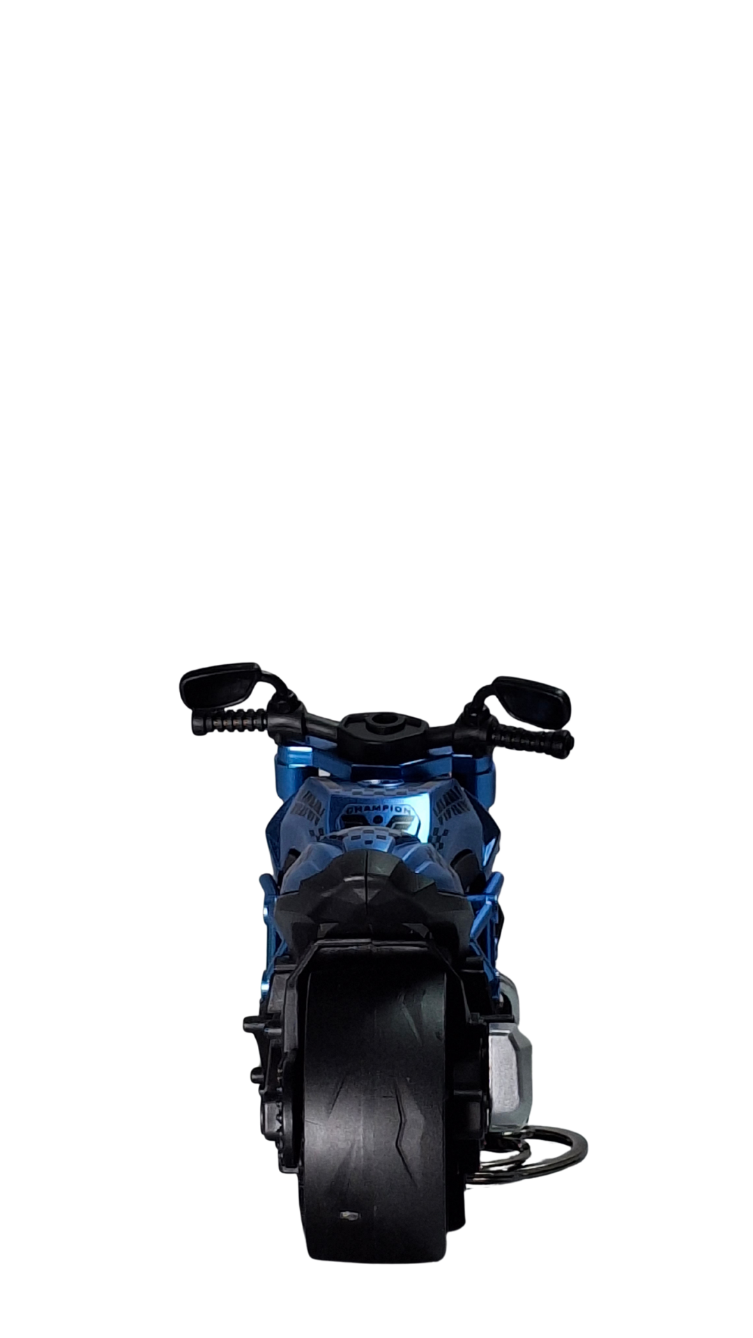 Sport Street Motorcycle Blue Metallic Finish Front View Replica Keychain | Hellzone