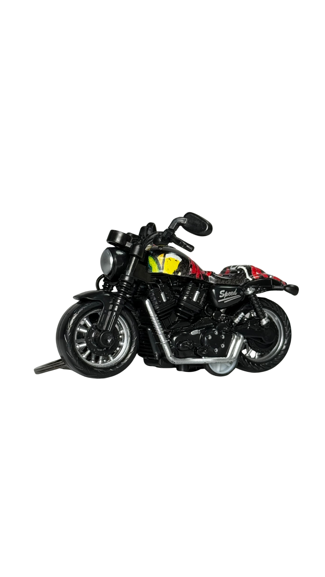 Cruiser Chopper Motorcycle Black & Abstract Color Tank Replica Keychain | Hellzone