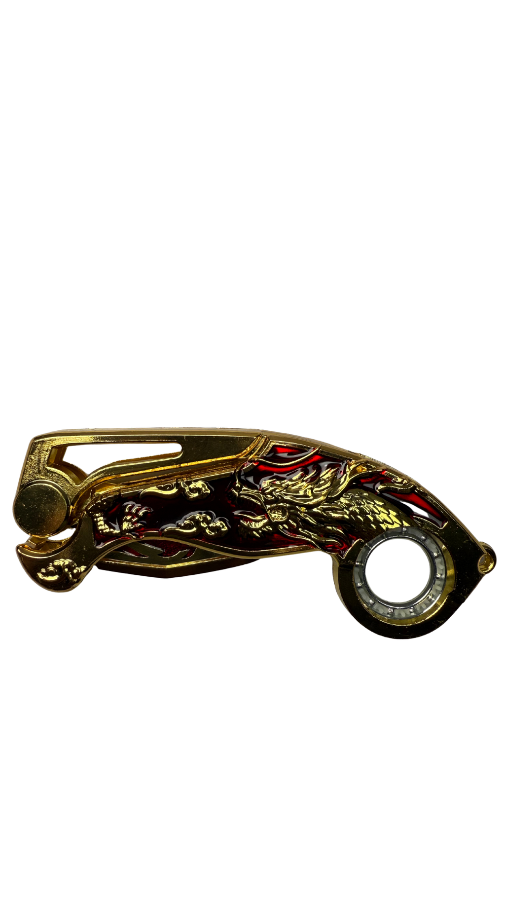 Imperial Gold Dragon Karambit Folding Knife - Red & Gold | Hellzone