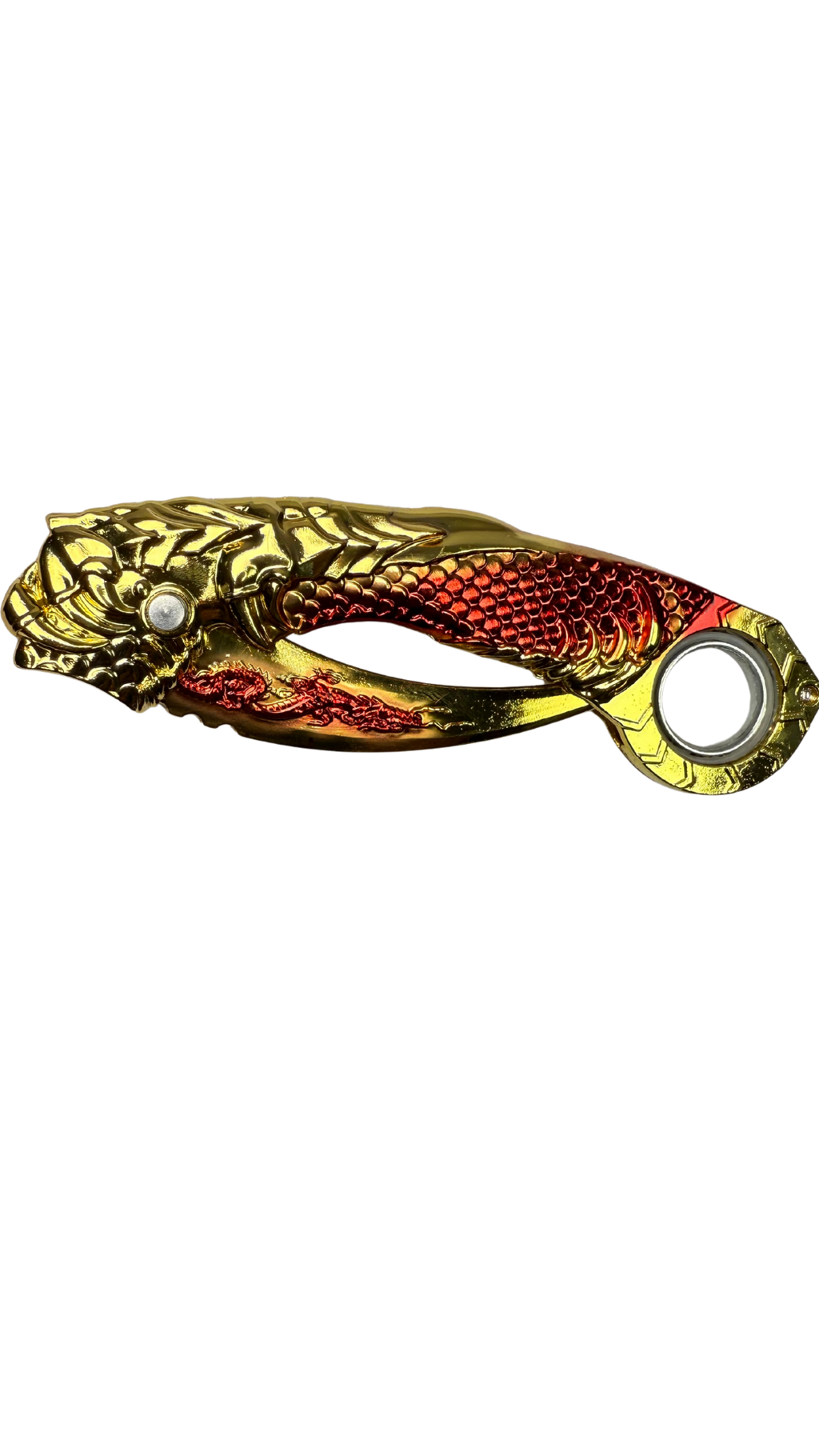 Gold Dragon Karambit Knife - Deluxe Red & Yellow Claw Blade | Hellzone