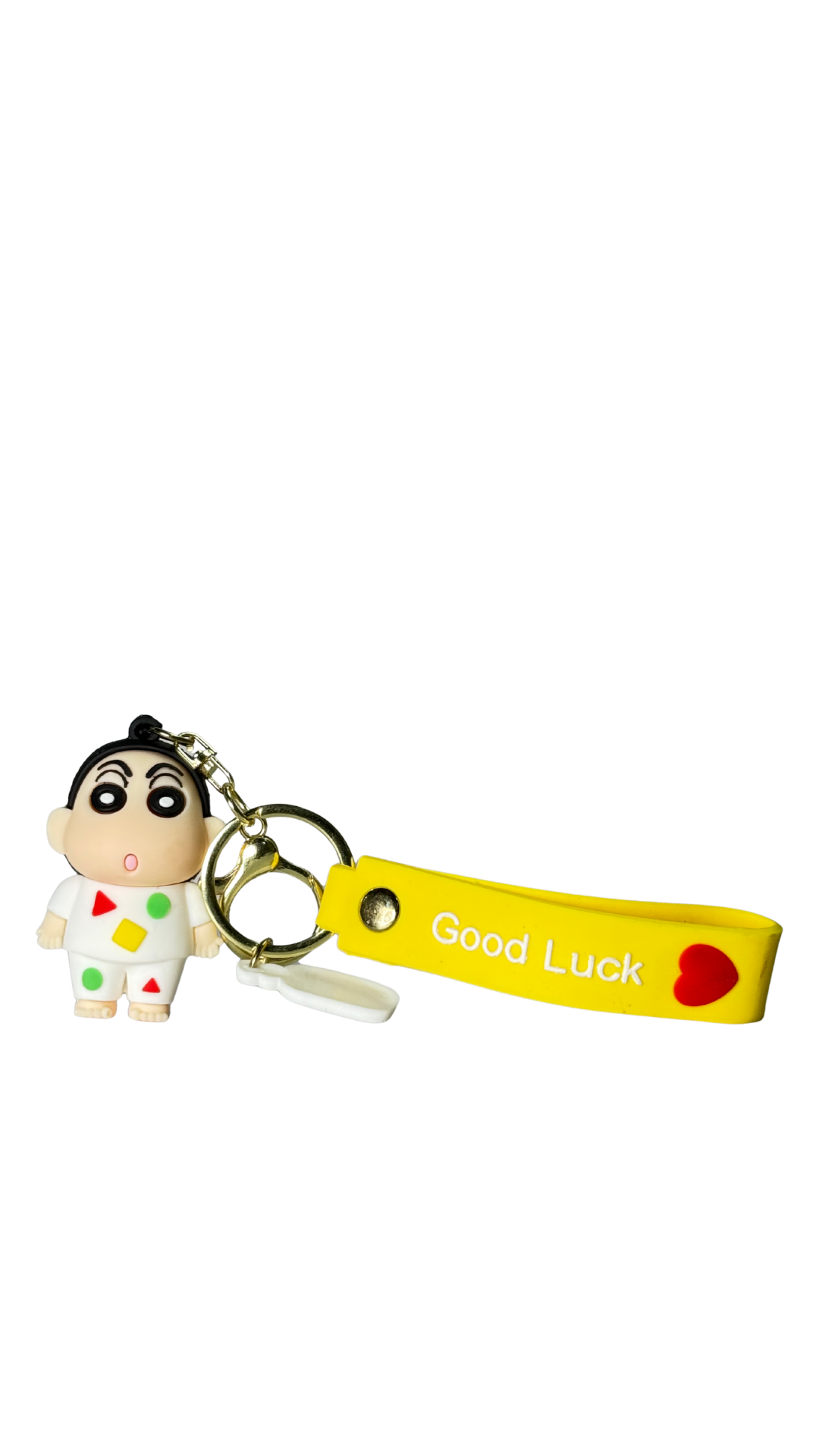 Shin-chan White Pajamas Yellow "Good Luck" Strap Keychain | Hellzone