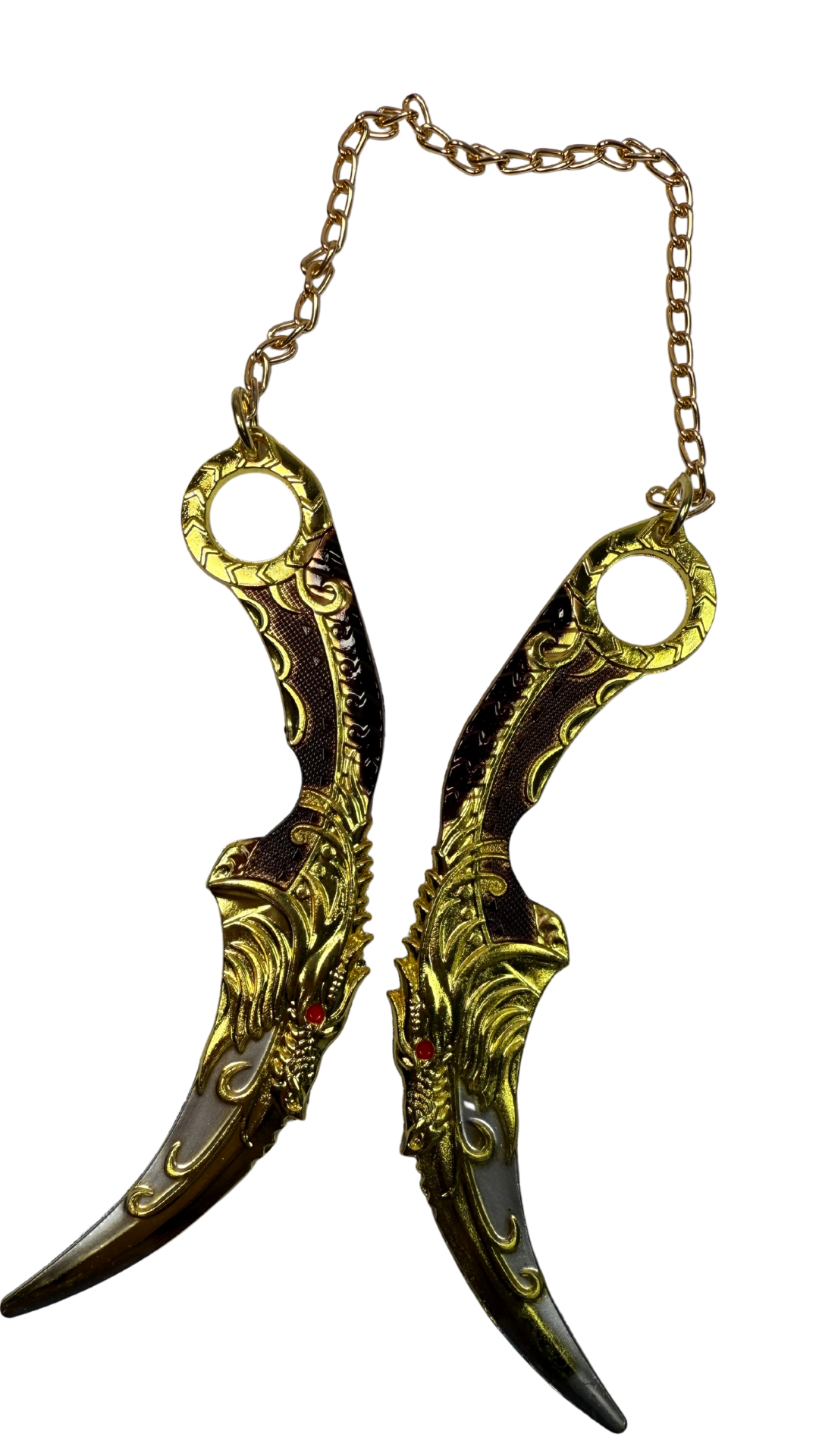 Dual Dragon Karambit Gold & Bronze Fantasy Blade Weapon | Hellzone