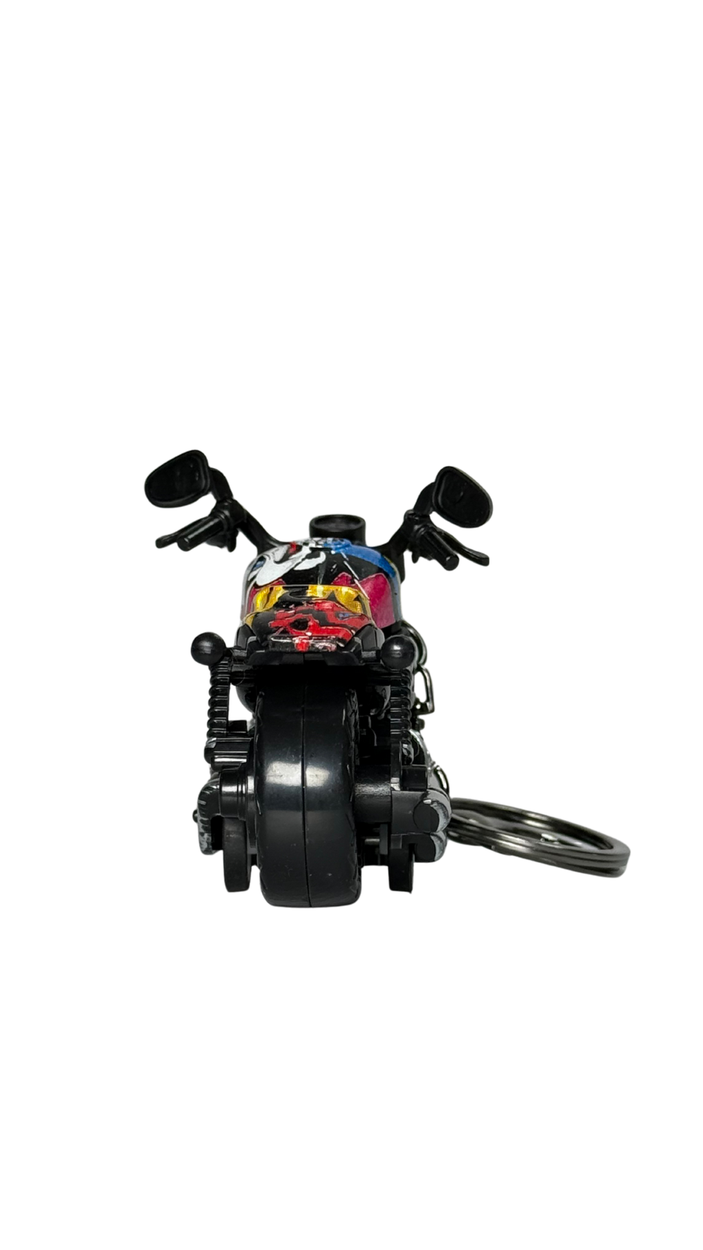 Cruiser Chopper Motorcycle Black & Primary Color Block Tank Replic Keychain | Hellzone