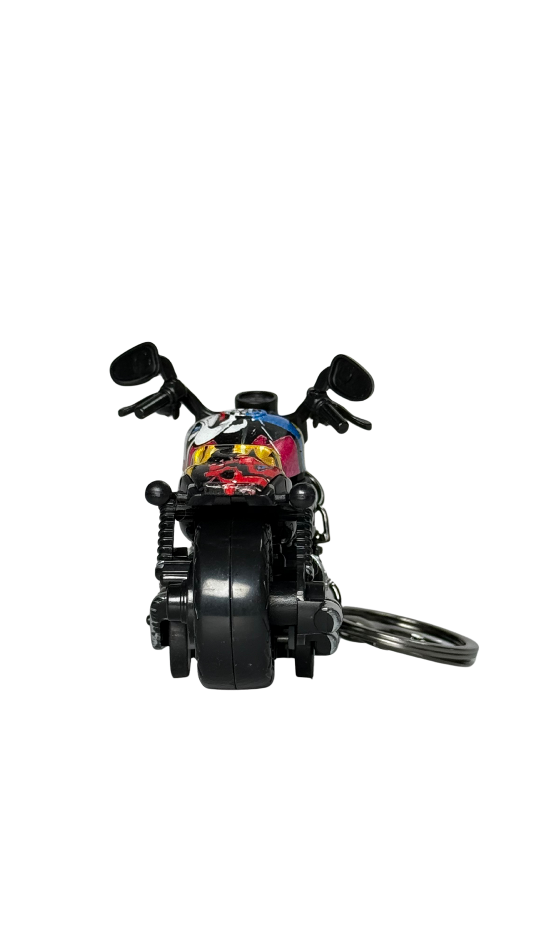 Cruiser Chopper Motorcycle Black & Primary Color Block Tank Replic Keychain | Hellzone