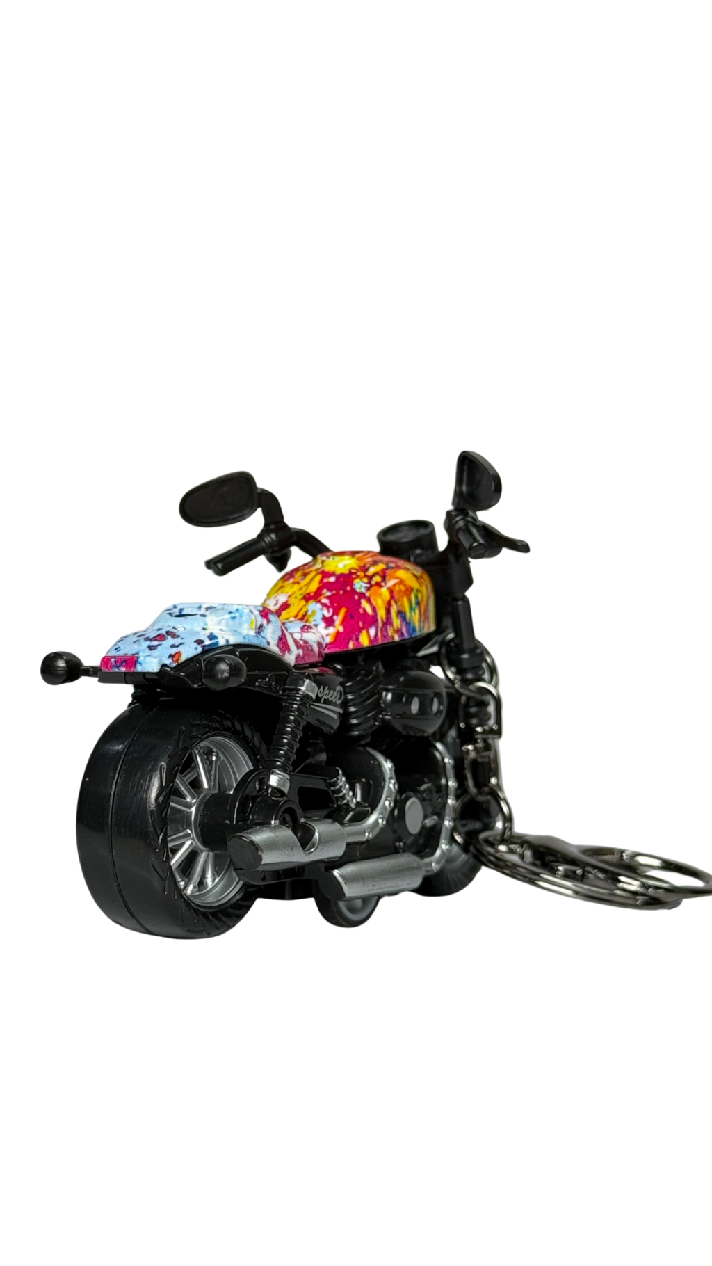 Cruiser Chopper Motorcycle Black & Graffiti Tank Detailed Replica Keychain | Hellzone