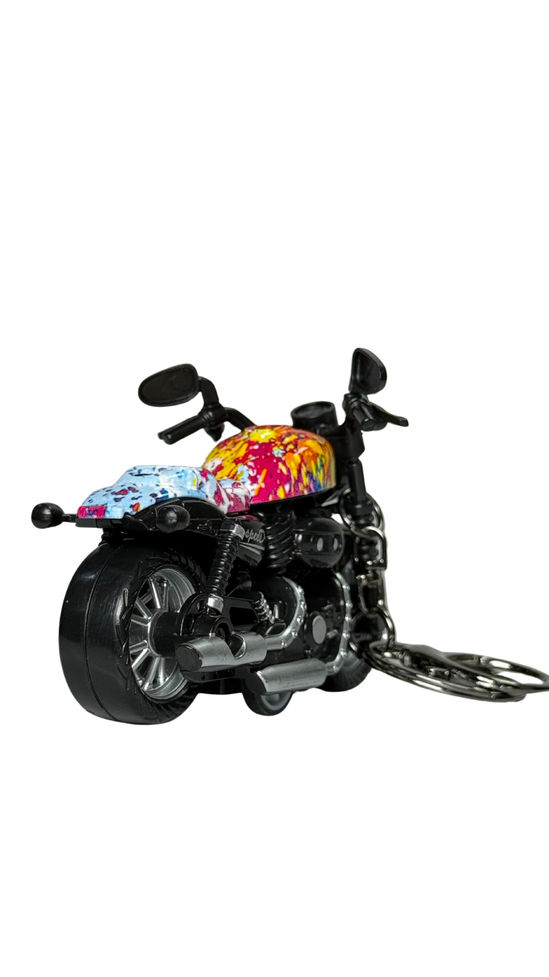 Cruiser Chopper Motorcycle Black & Graffiti Tank Detailed Replica Keychain | Hellzone