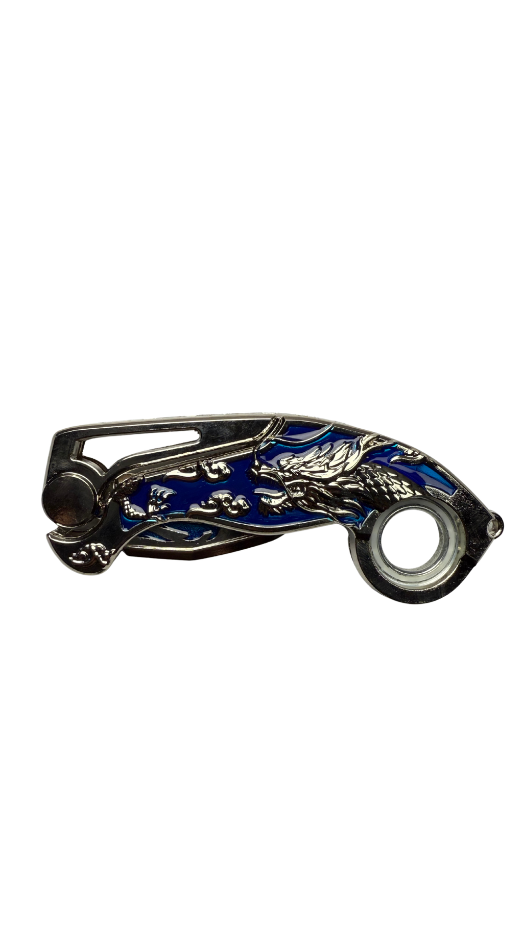 Ice Dragon Karambit Folding Knife - Blue & Silver | Hellzone
