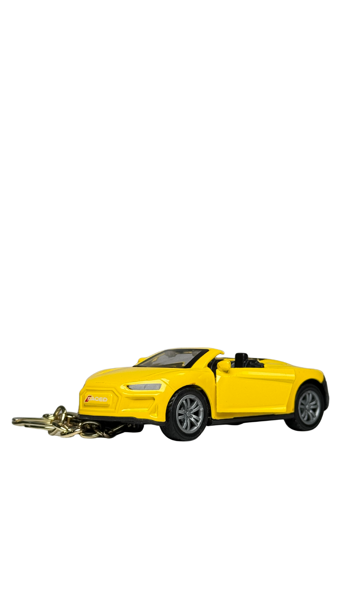 Sports Car Glossy Yellow Finish with Functional Opening Doors & Gold Ring Keychain | Hellzone