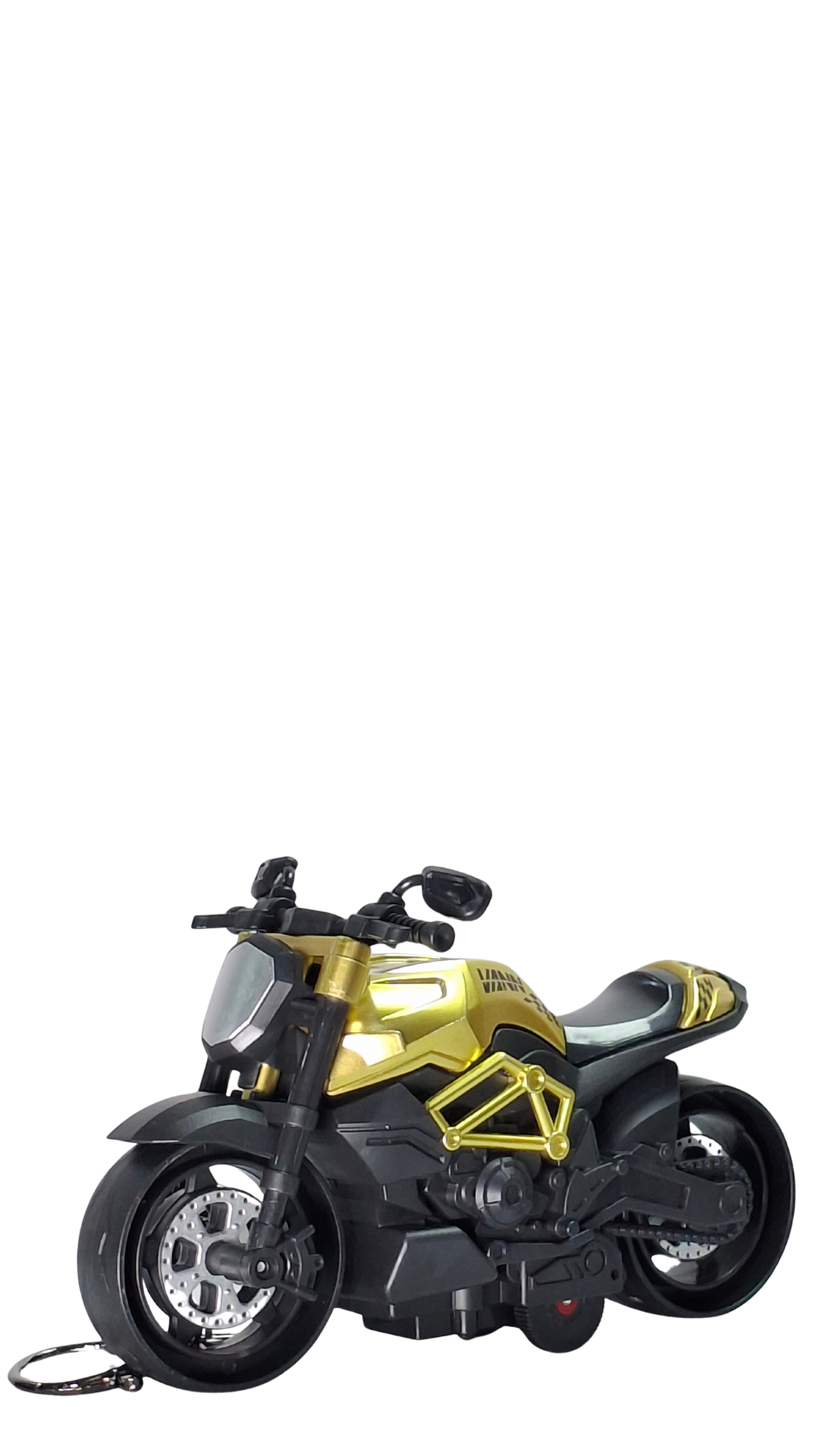 Cruiser Sport Motorcycle Black & Gold Front View Detailed Replica Keychain | Hellzone