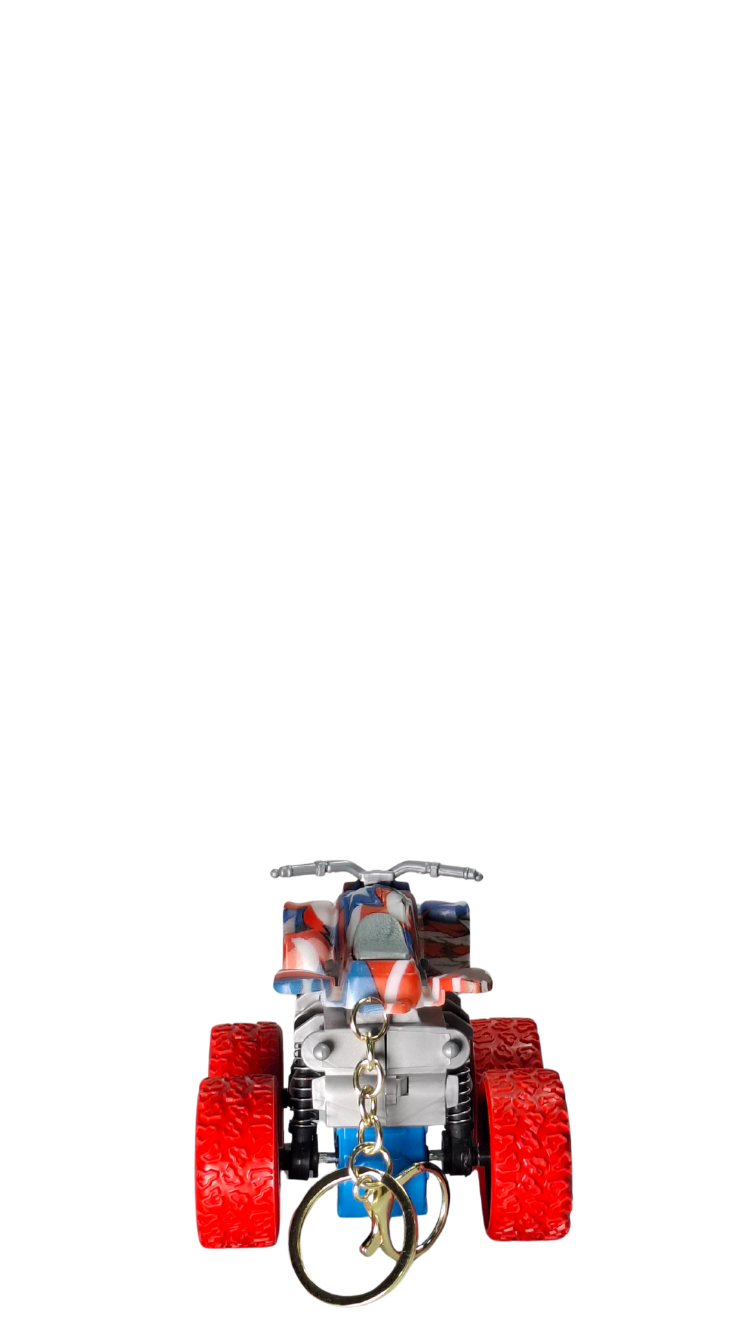 ATV Quad Monster Truck with Red Wheels & American Flag/Camo Body Keychain | Hellzone